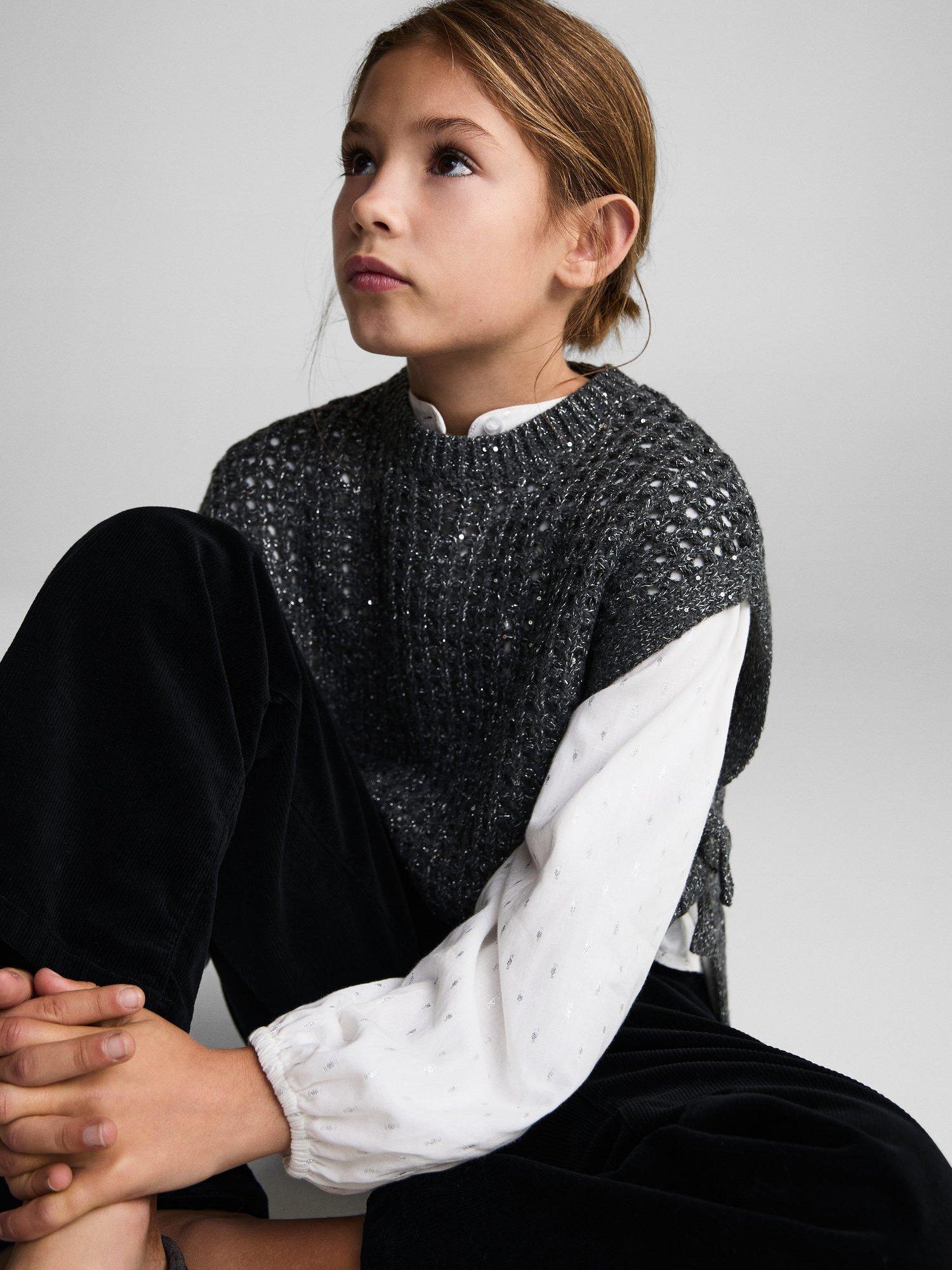 Product image 5 of 6, which shows Mango Kids' Pamela Straight Leg Cords, Black, 9 years