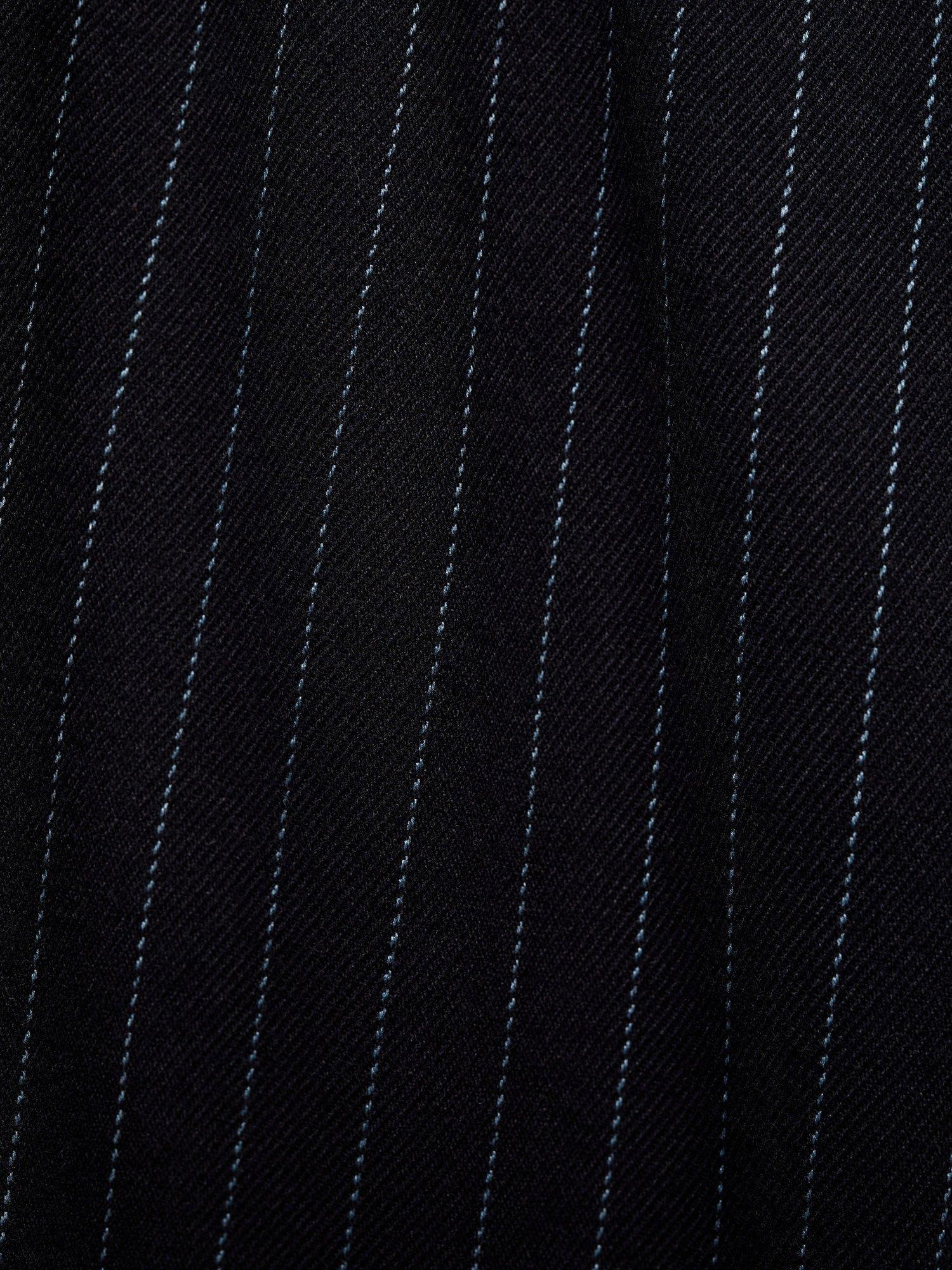 Product image 4 of 5, which shows Mango Kids' Rania Stripe Wide Leg Trousers, Navy, 7-8 years