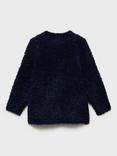 Mango Kids' Bjornb Fuzzy Cardigan, Navy