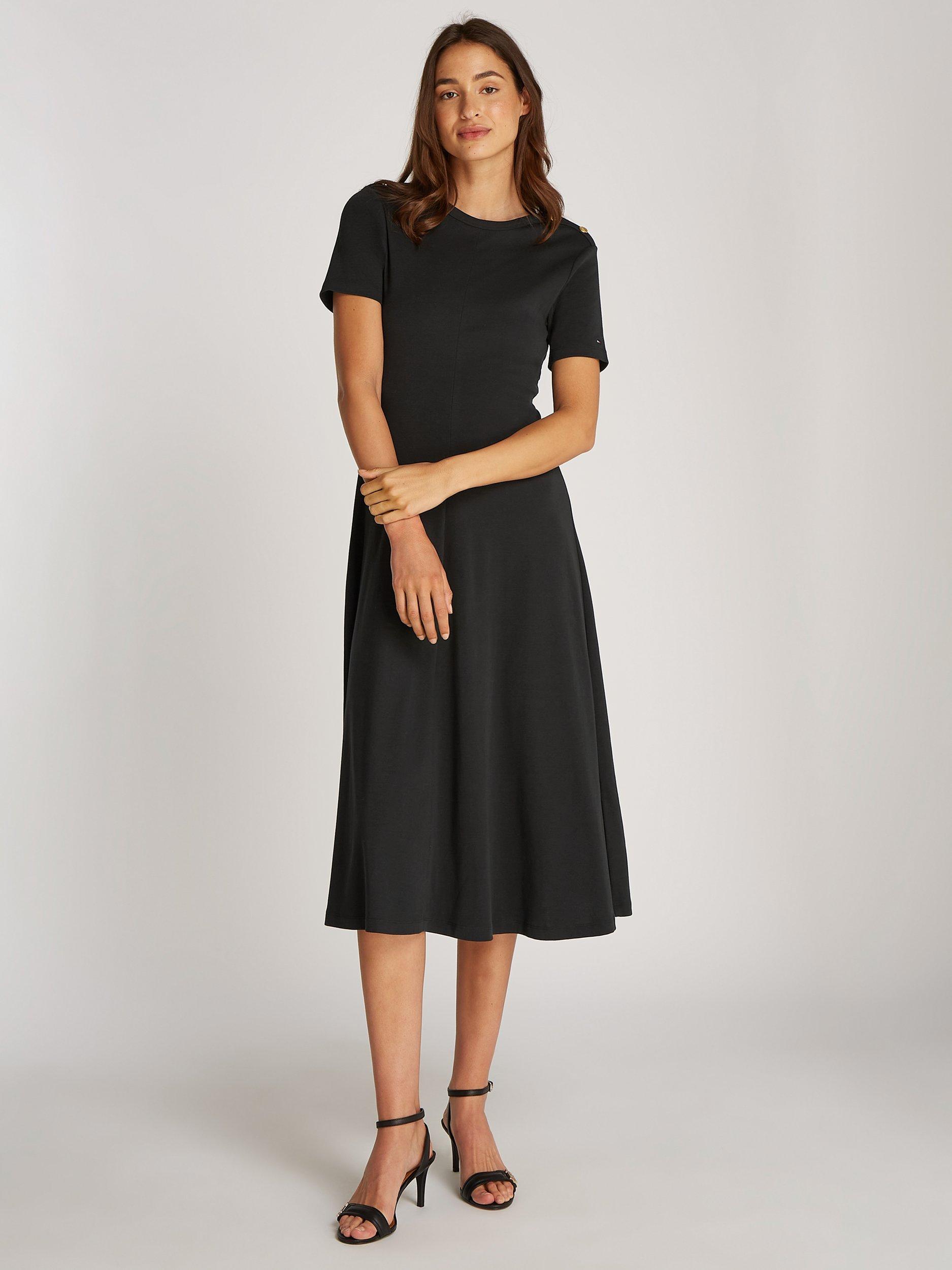 Product image 1 of 5, which shows Tommy Hilfiger Cotton Midi Dress, Black, XS