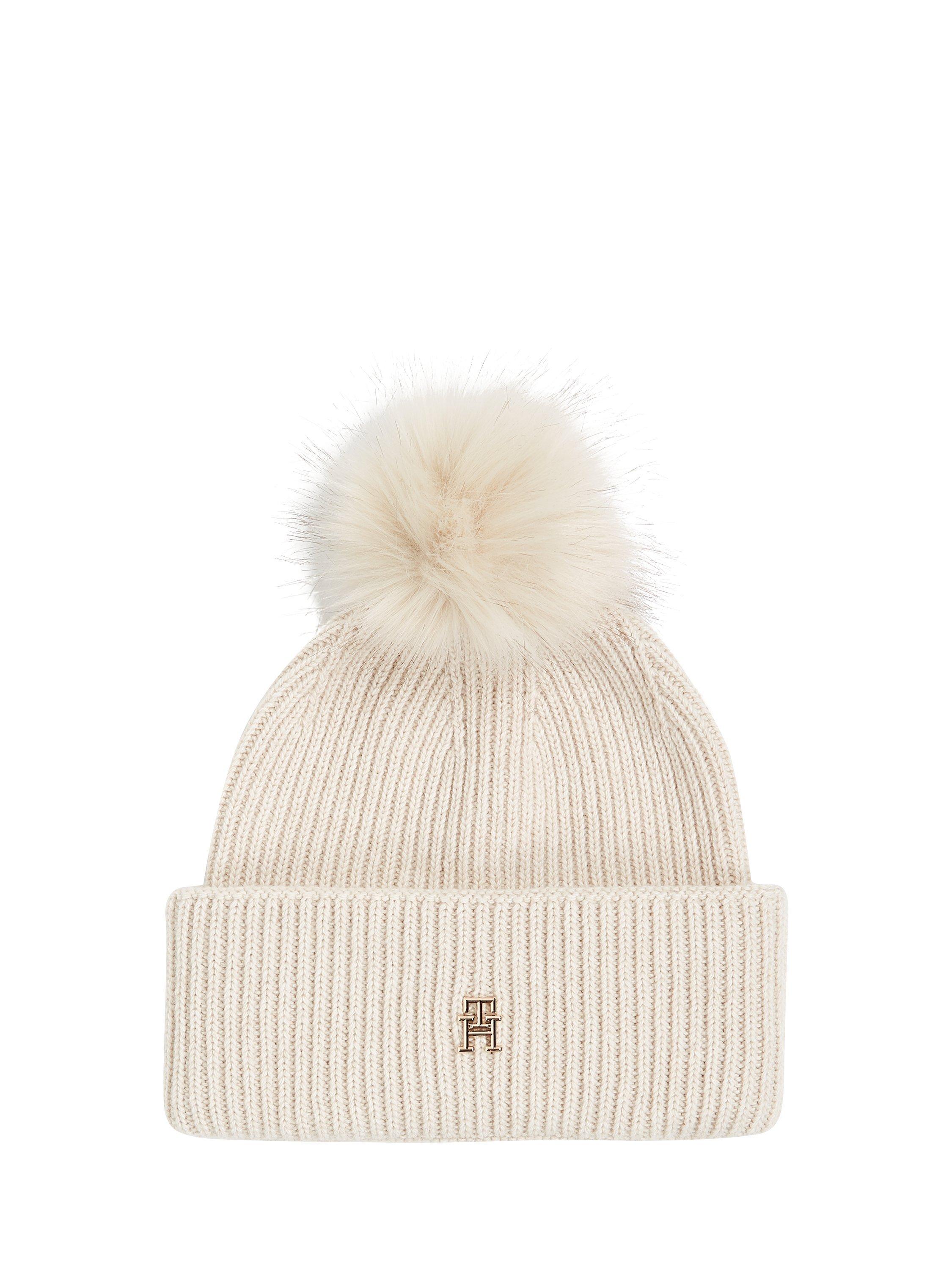 Tommy Hilfiger Logo Ribbed Beanie Hat, Sugarcane