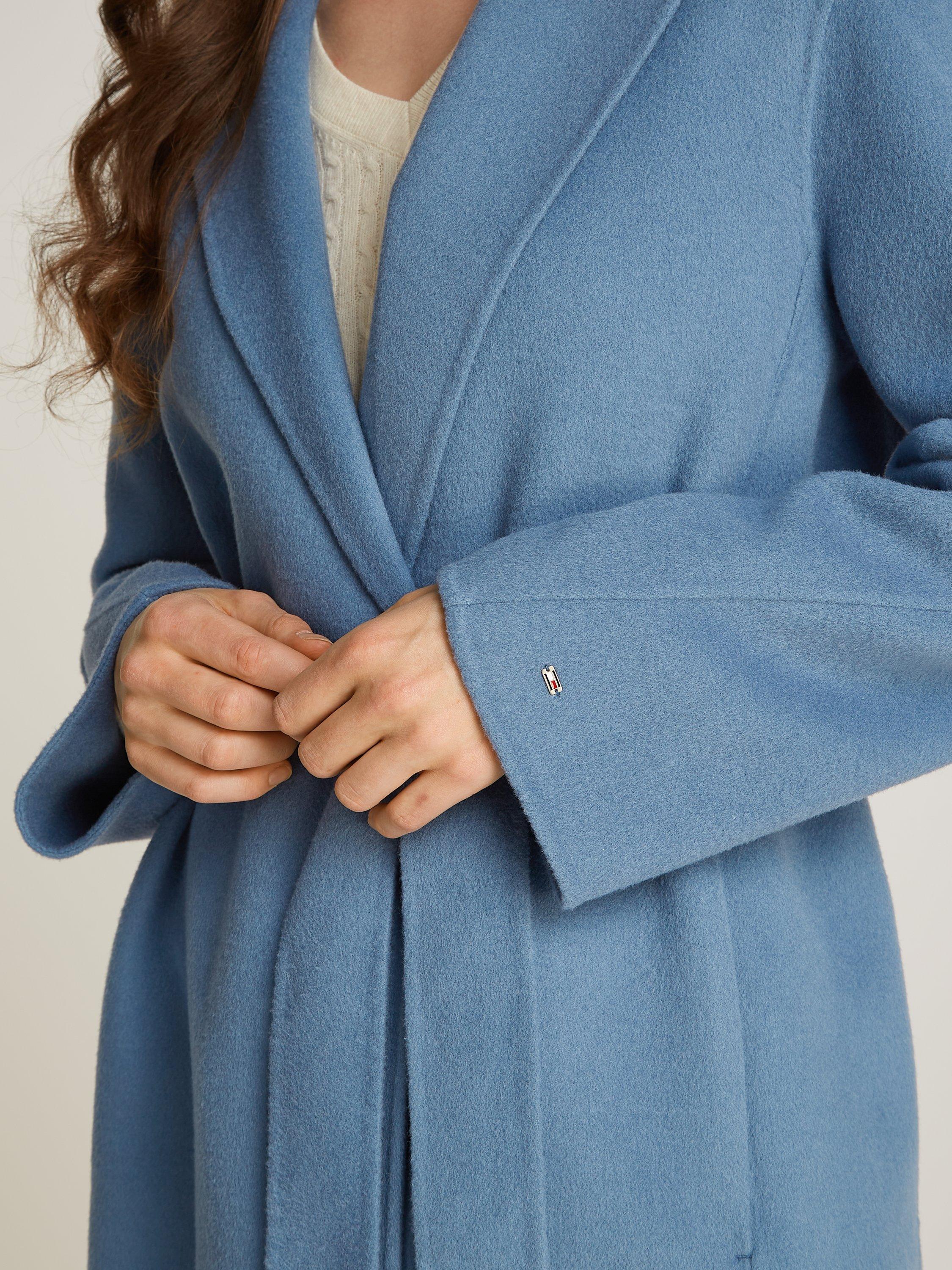 A New Day Slate blue colored Belted Long Sleeve Wrap online Winter Coat Size Small