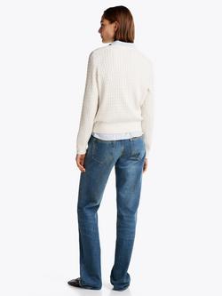 Tommy Hilfiger Cable V-Neck Pure Organic Cotton Jumper, Heather Ivory Petal - view 2, Heather Ivory Petal