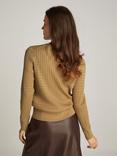 Tommy Hilfiger Cable V-Neck Pure Organic Cotton Jumper, Safari Canvas