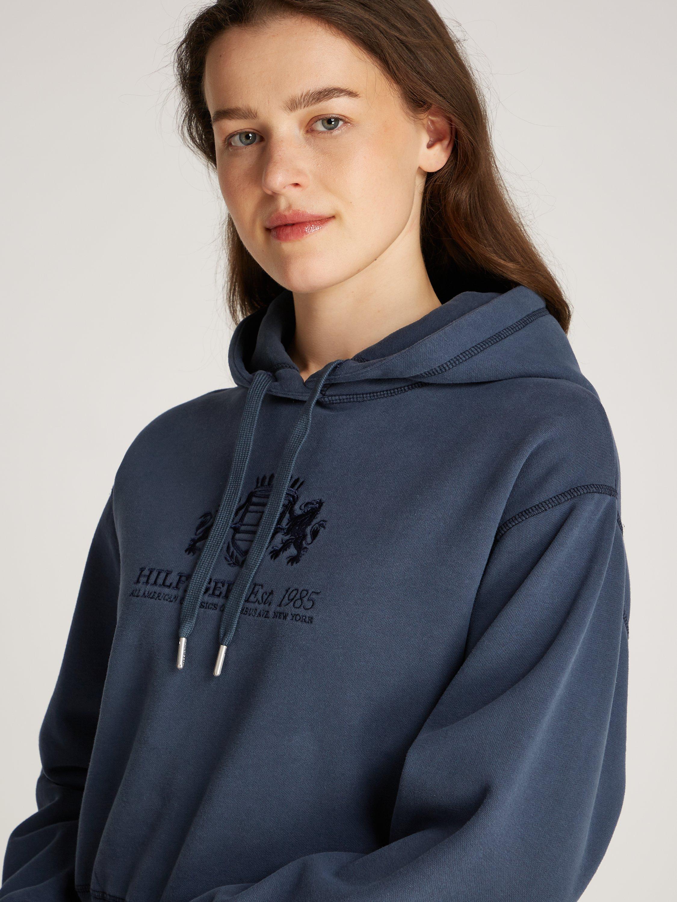 Product image 3 of 6, which shows Tommy Hilfiger Varsity Logo Hoodie, Military Denim, L