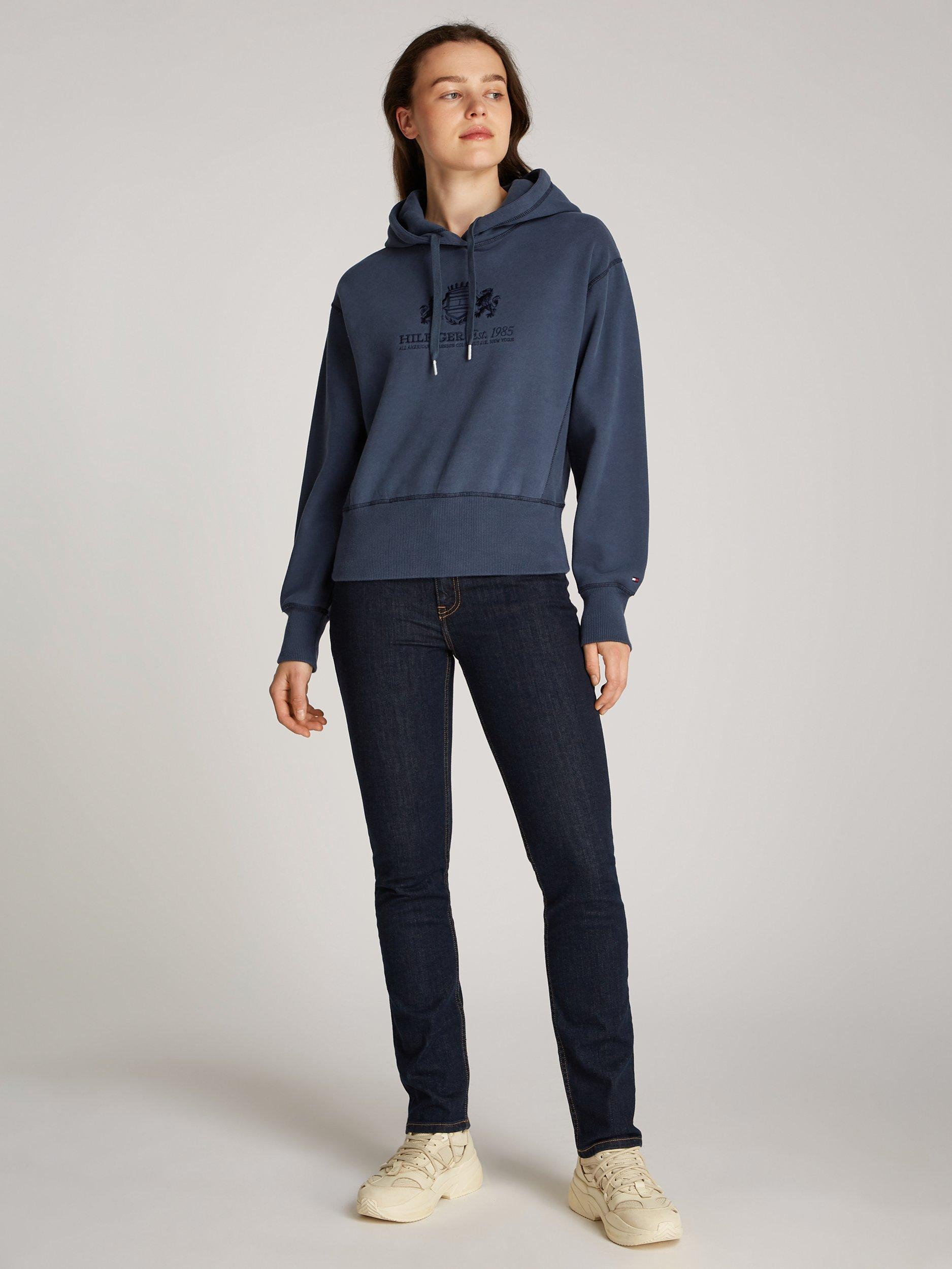 Product image 6 of 6, which shows Tommy Hilfiger Varsity Logo Hoodie, Military Denim, L