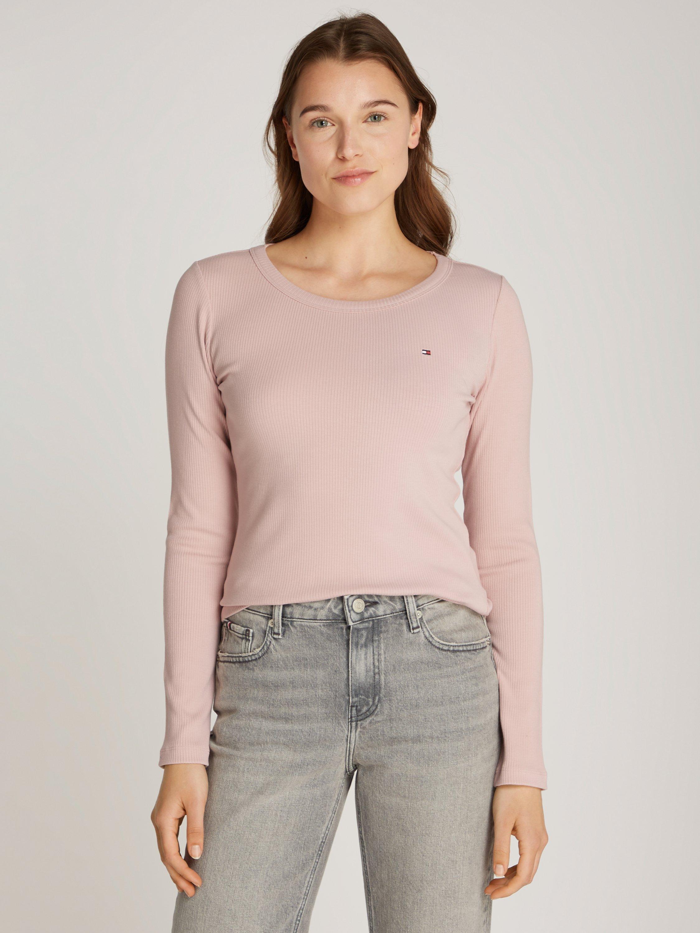 Product image 1 of 6, which shows Tommy Hilfiger Slim Rib Top, Foggy Pink, S