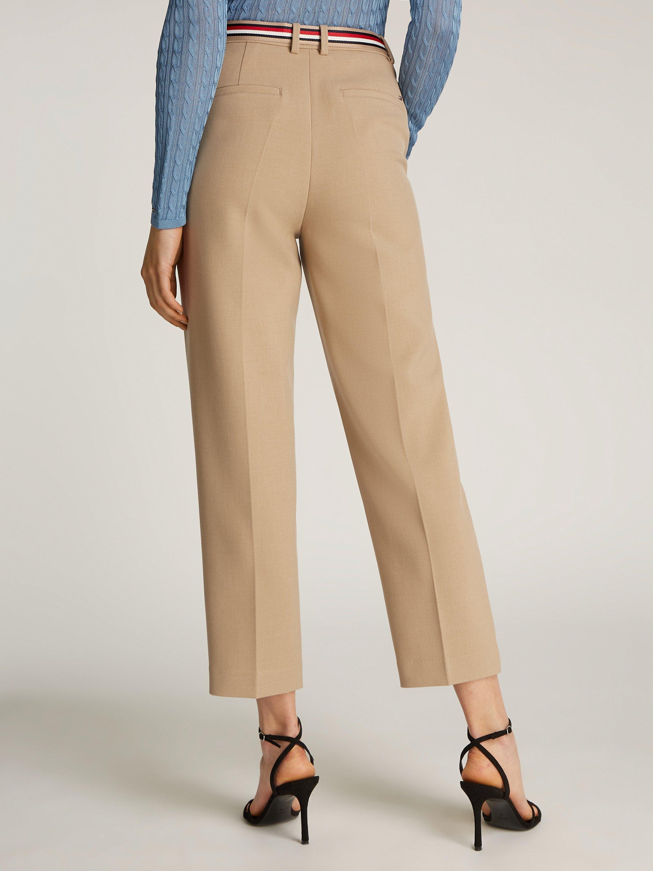 Product image 2 of 6, which shows Tommy Hilfiger Slim Straight Trousers, Beige Heather, 6
