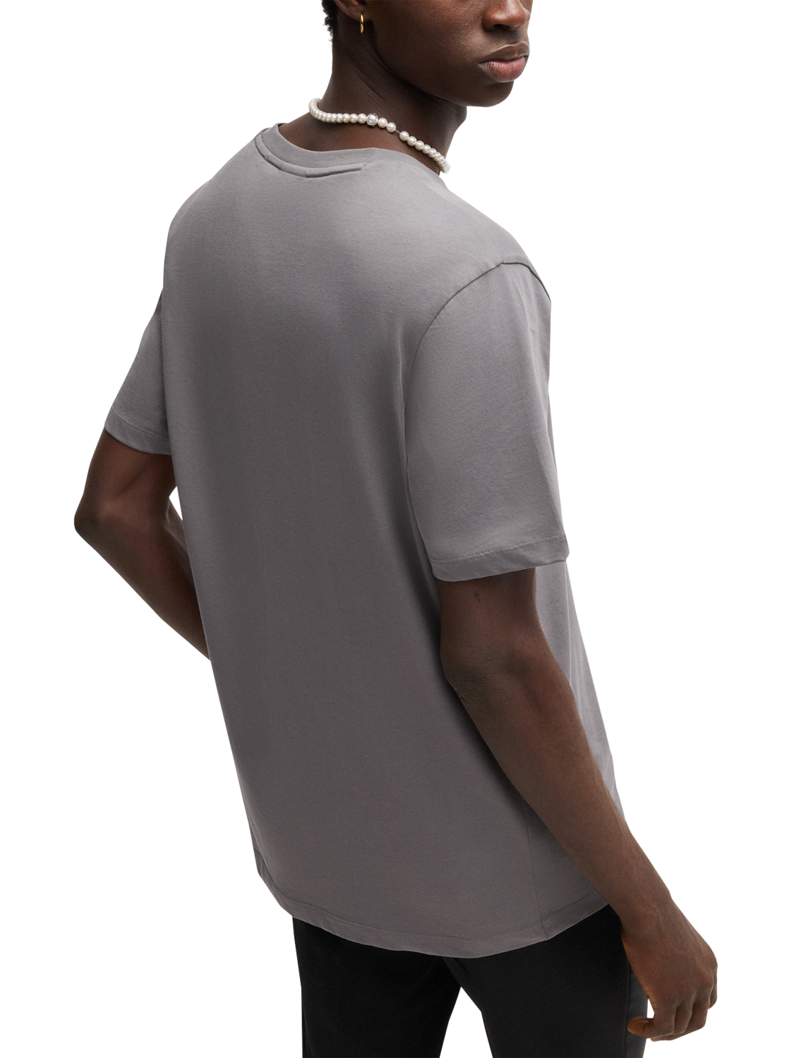 Product image 2 of 5, which shows HUGO Logo Cotton Crew Neck T-Shirt, Grey, S