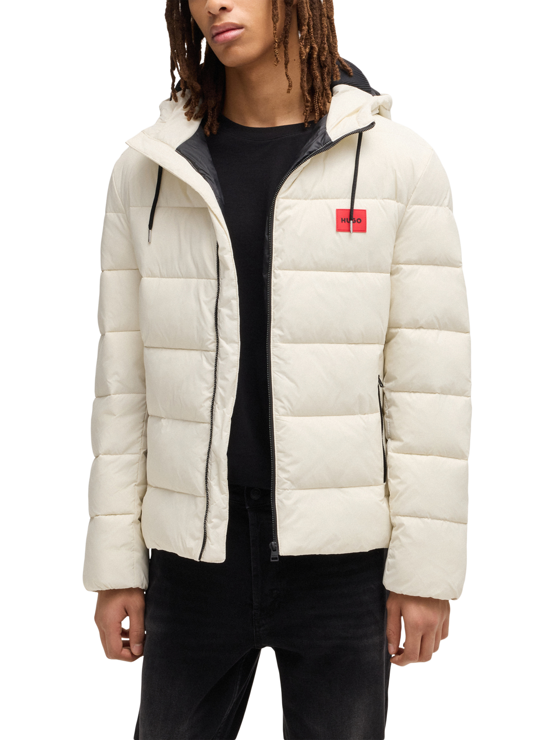 HUGO Slim Fit Water-Repellent Puffer Jacket, Open White