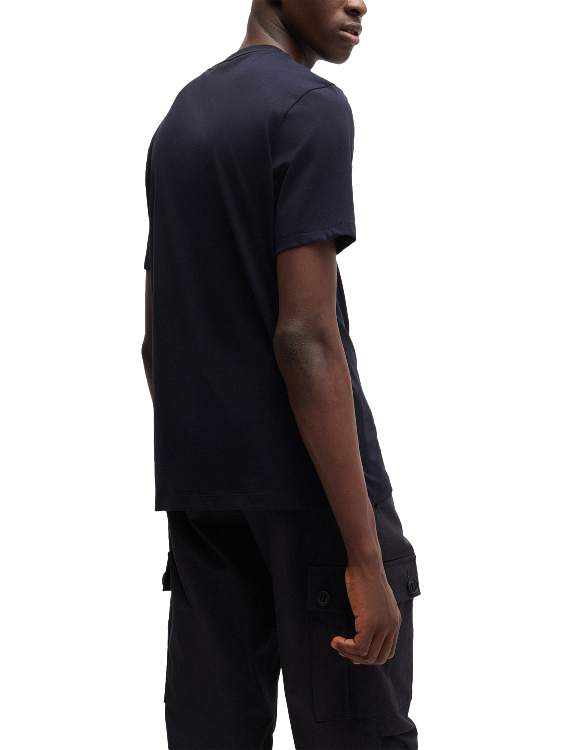 Product image 2 of 5, which shows HUGO Logo Cotton Crew Neck T-Shirt, Dark Blue, S