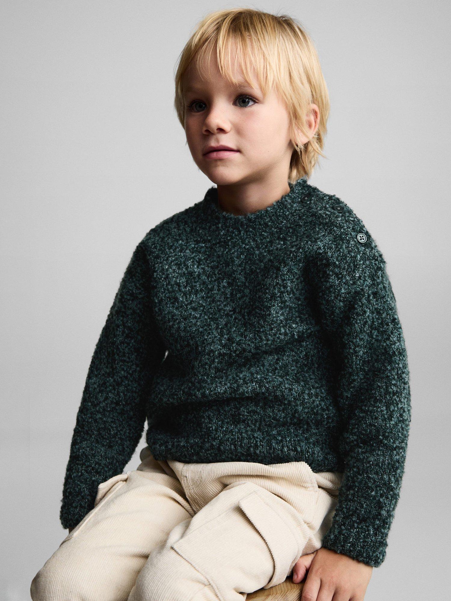 Monsoon Kids' Arinsal Wool Blend Sweter, Dark Green