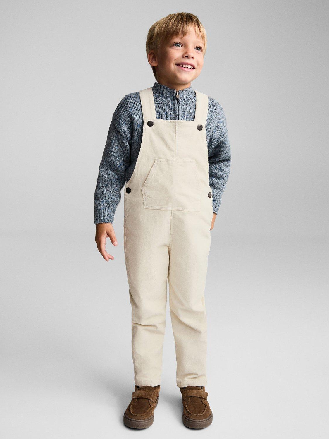 Mango Kids' Vallter Dungarees, Light Beige