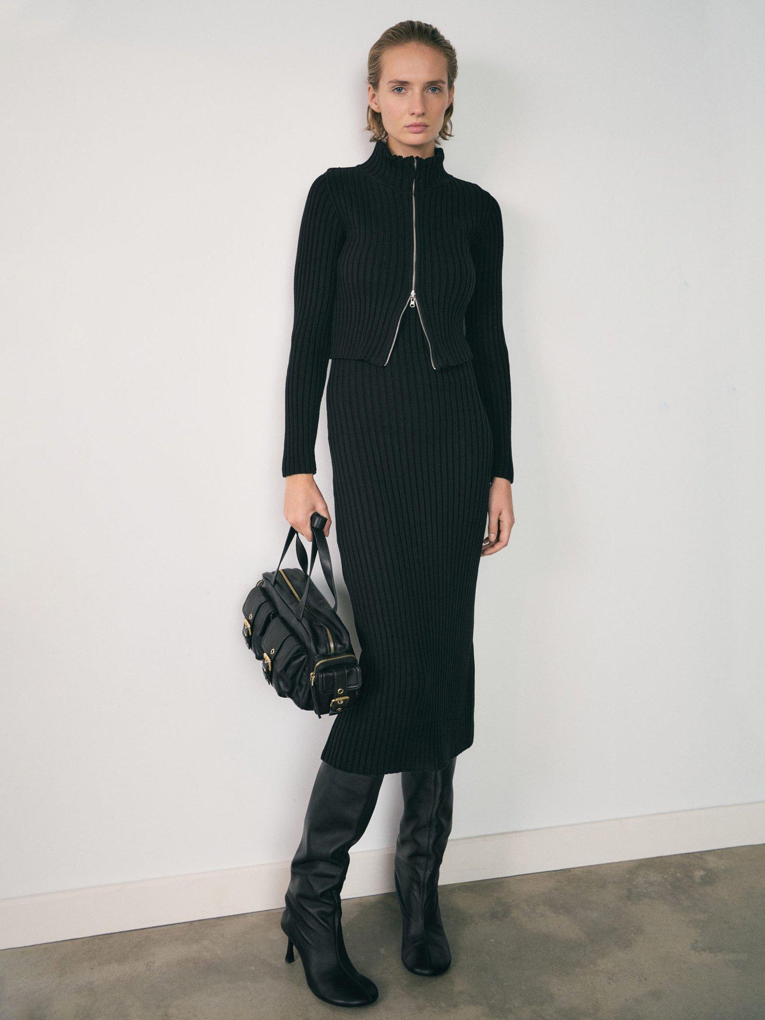 Product image 1 of 6, which shows Mango Lupe Zip Jumper Dress, Black, 8