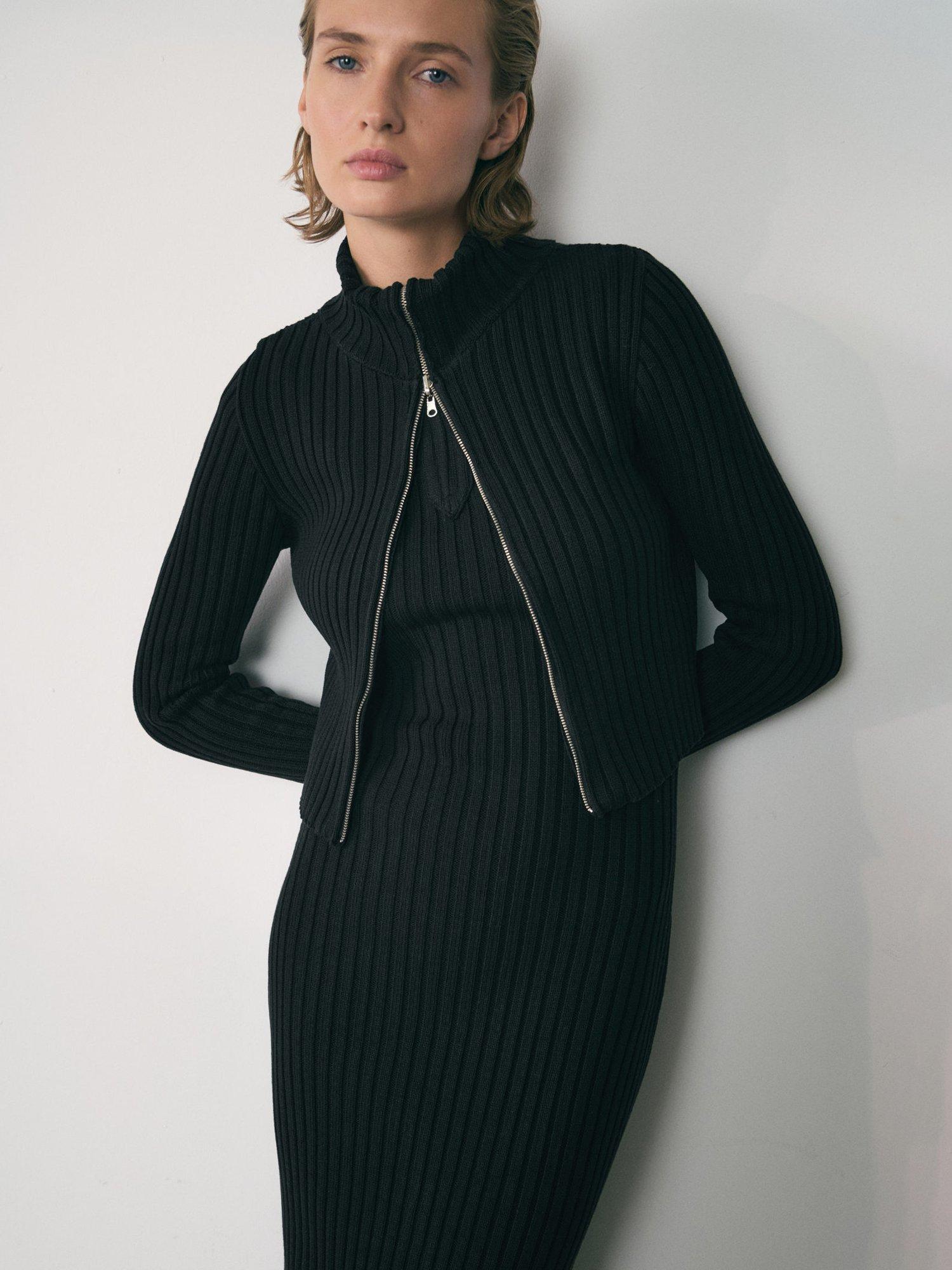 Product image 2 of 6, which shows Mango Lupe Zip Jumper Dress, Black, 8