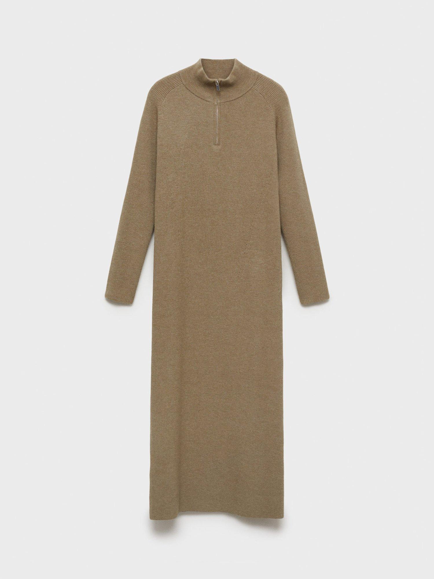 Product image 3 of 7, which shows Mango Vladi Bodycon Jumper Dress, Beige, 10