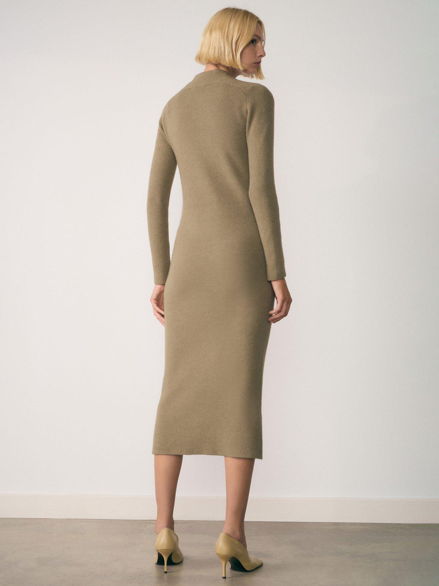 Product image 4 of 7, which shows Mango Vladi Bodycon Jumper Dress, Beige, 10