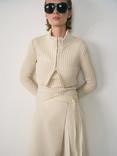 Mango Lupe Textured Zip Jumper, Off White