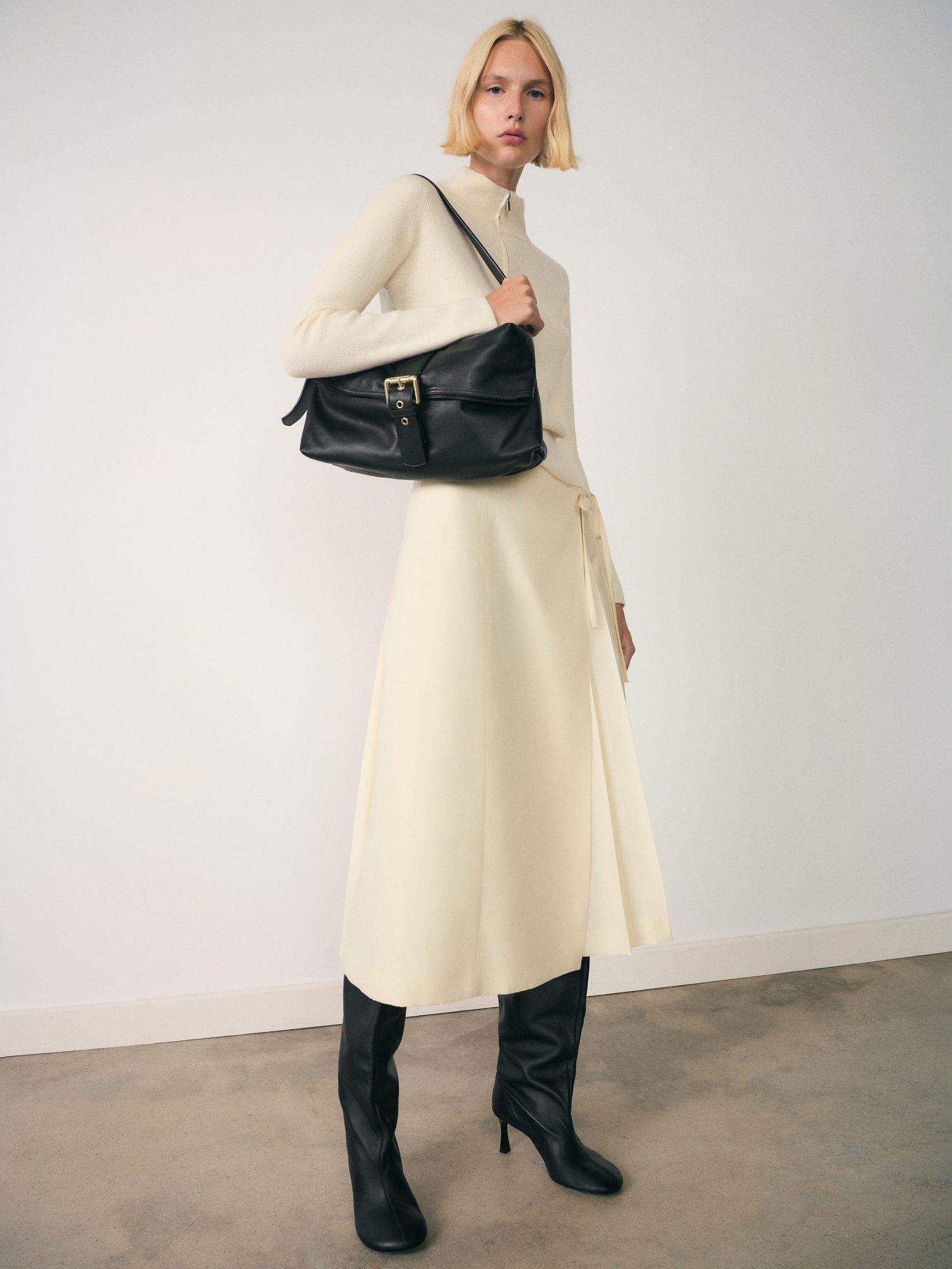 Mango Vladi Zip Neck Jumper, Light Beige