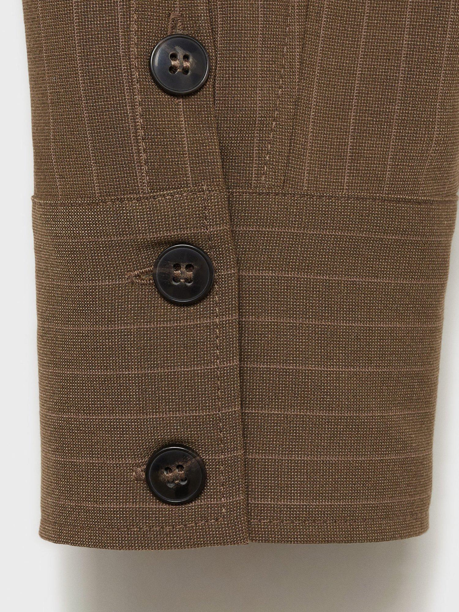 Product image 5 of 8, which shows Mango Pinstripe Overshirt, Dark Green, 8