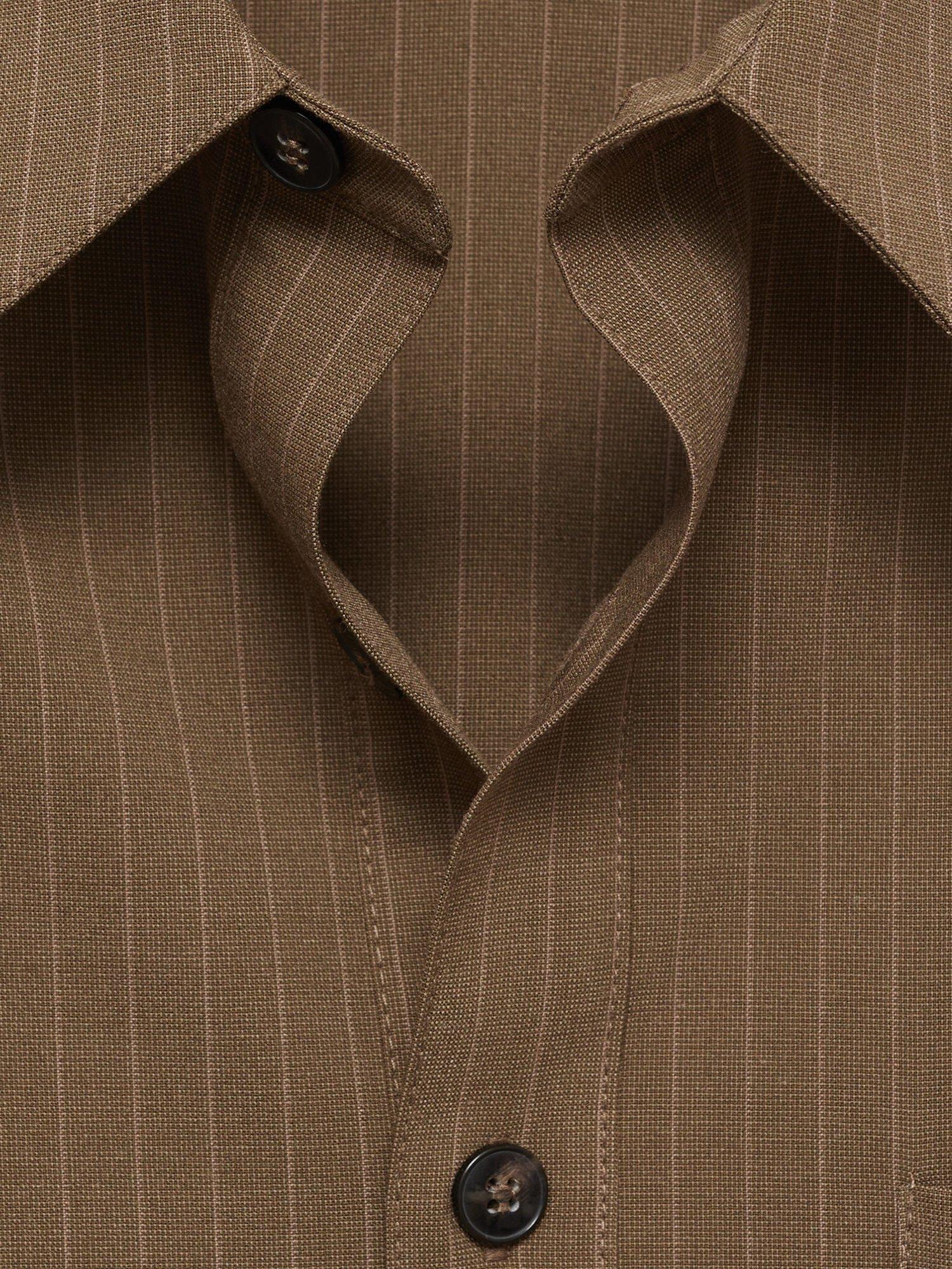 Product image 8 of 8, which shows Mango Pinstripe Overshirt, Dark Green, 8
