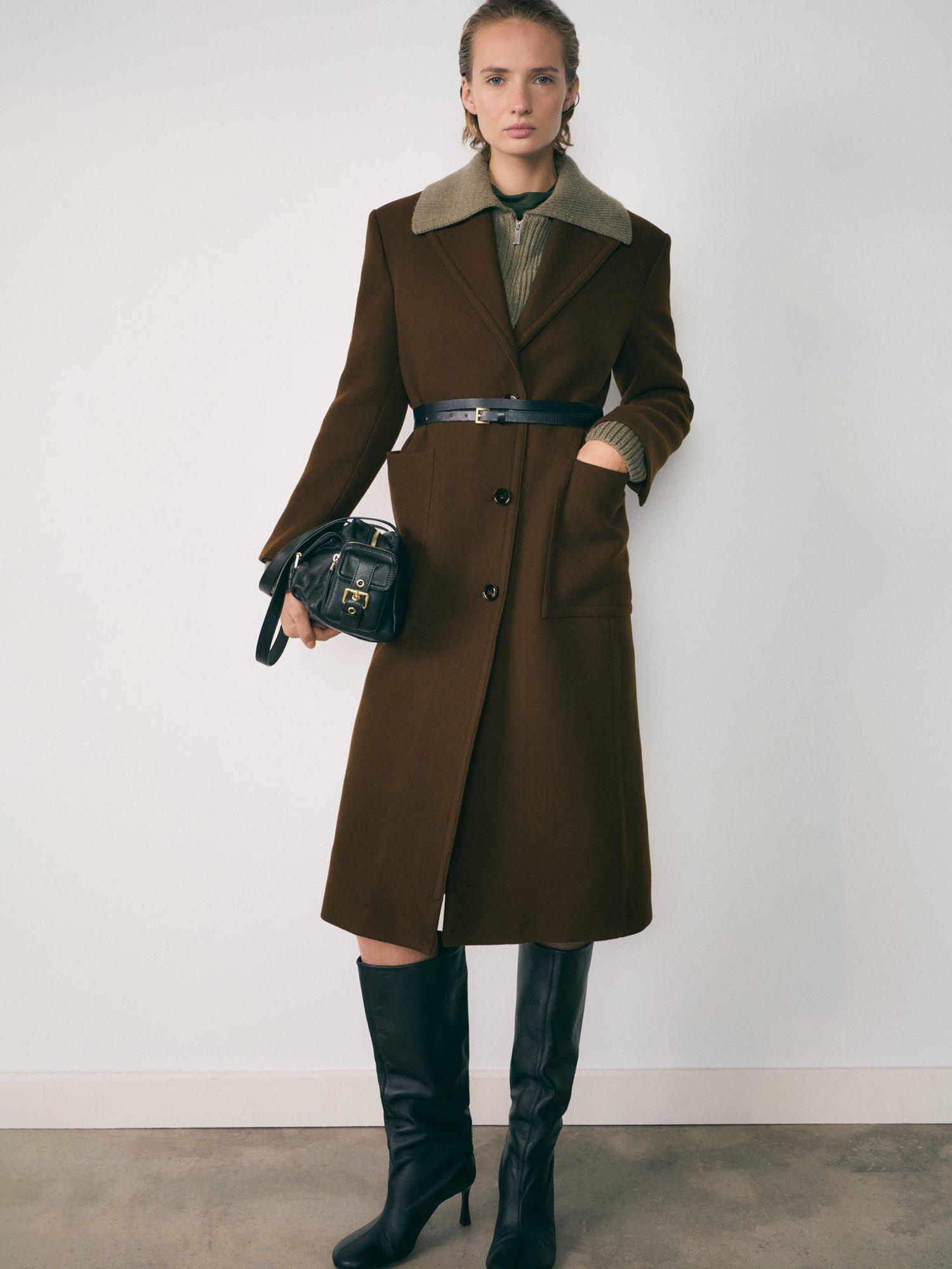 Product image 1 of 7, which shows Mango Atenea Wool Rich Coat, Brown, S
