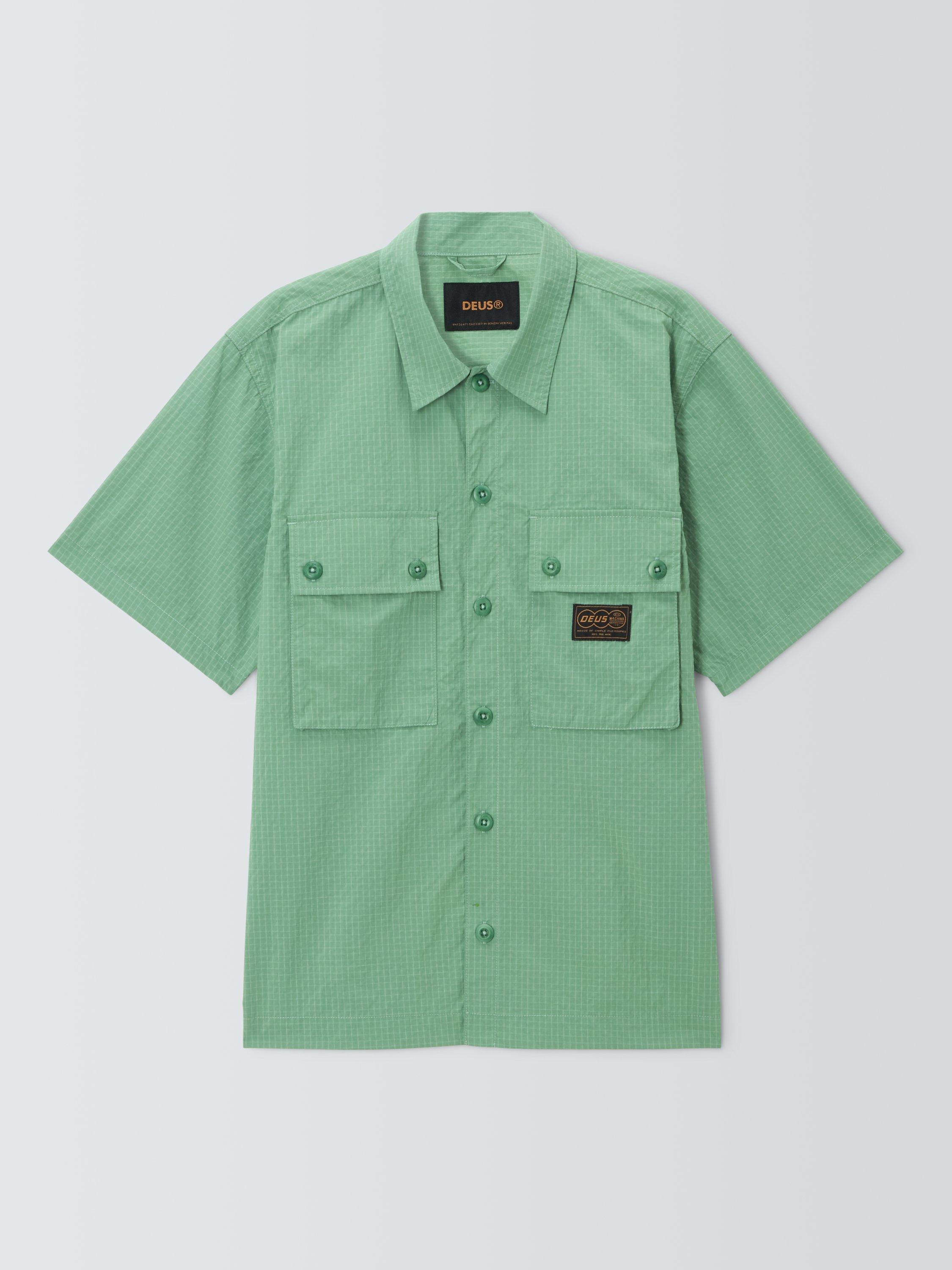 Product image 1 of 6, which shows Deus ex Machina Nile Fatigue Button Shirt, Shale Green, S