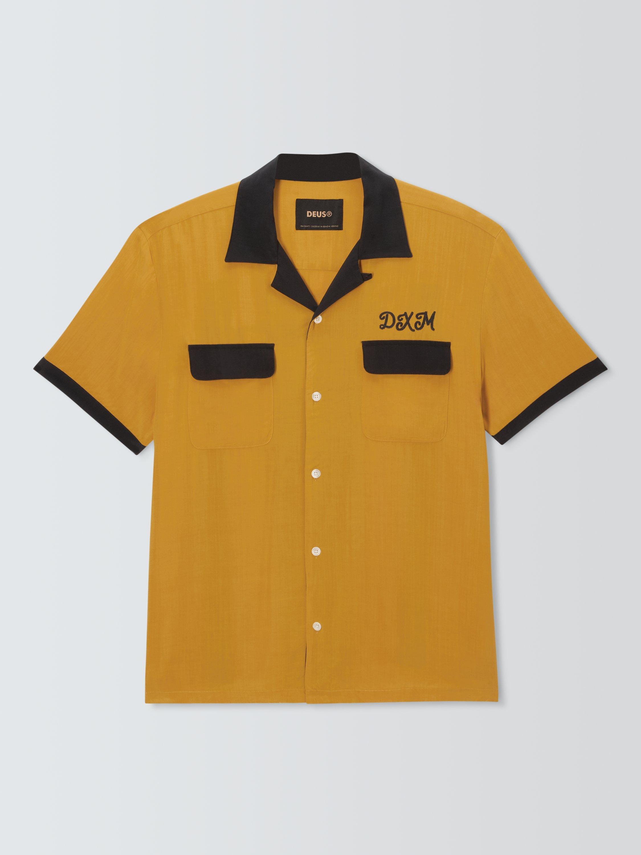 Product image 1 of 6, which shows Deus ex Machina Diablo Regular Fit Bowling Shirt, Golden Yellow, M