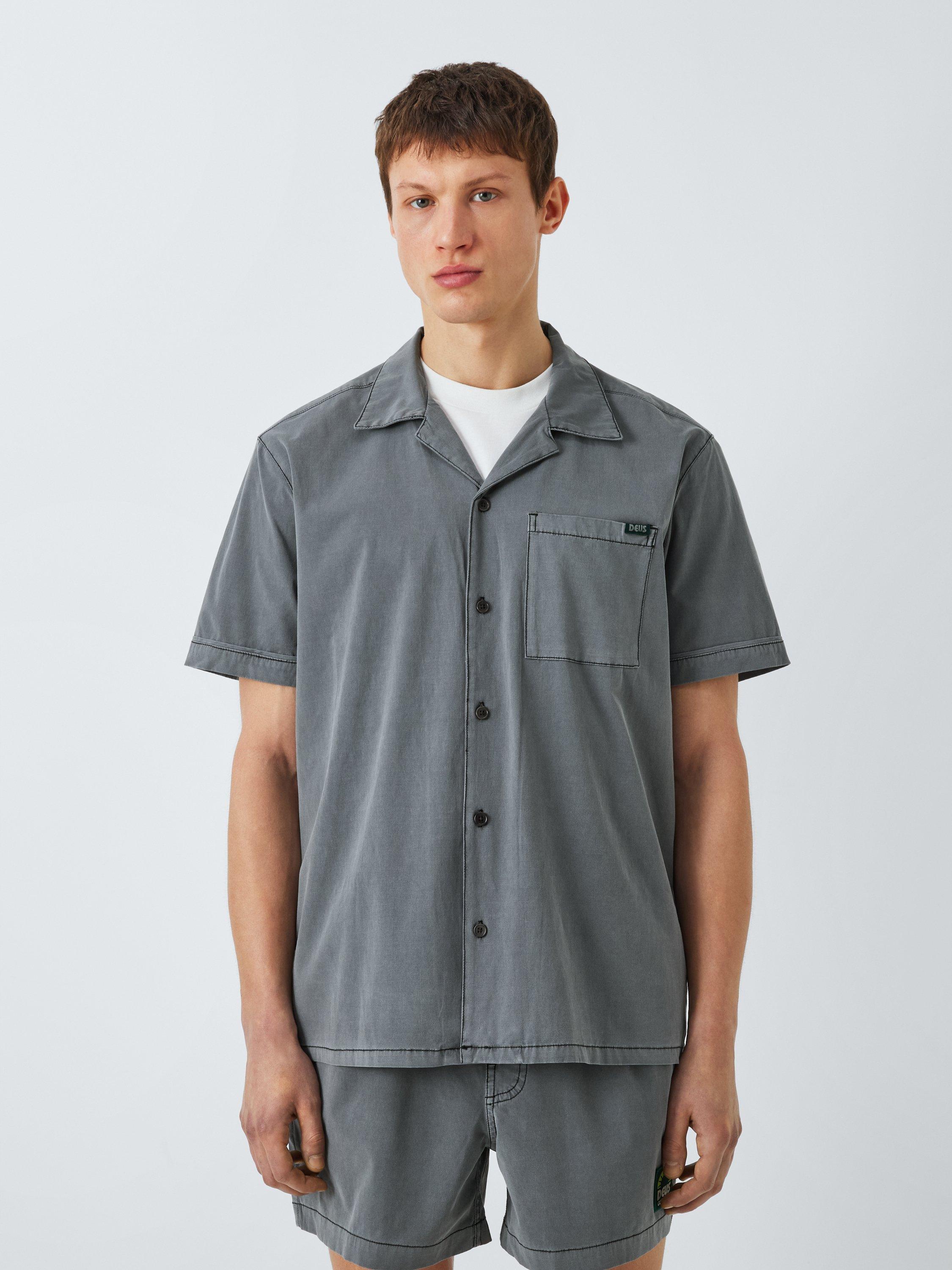 Product image 2 of 6, which shows Deus ex Machina Remi Relaxed Fit Resort Collar Short Sleeve Shirt, Anthracite, L