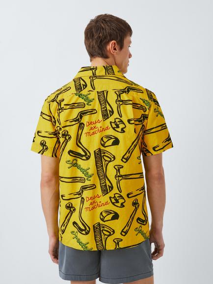 Deus ex Machina Cotton Regular Fit Specter Stamp Print Shirt, Vintage White - view 2, Canary Yellow