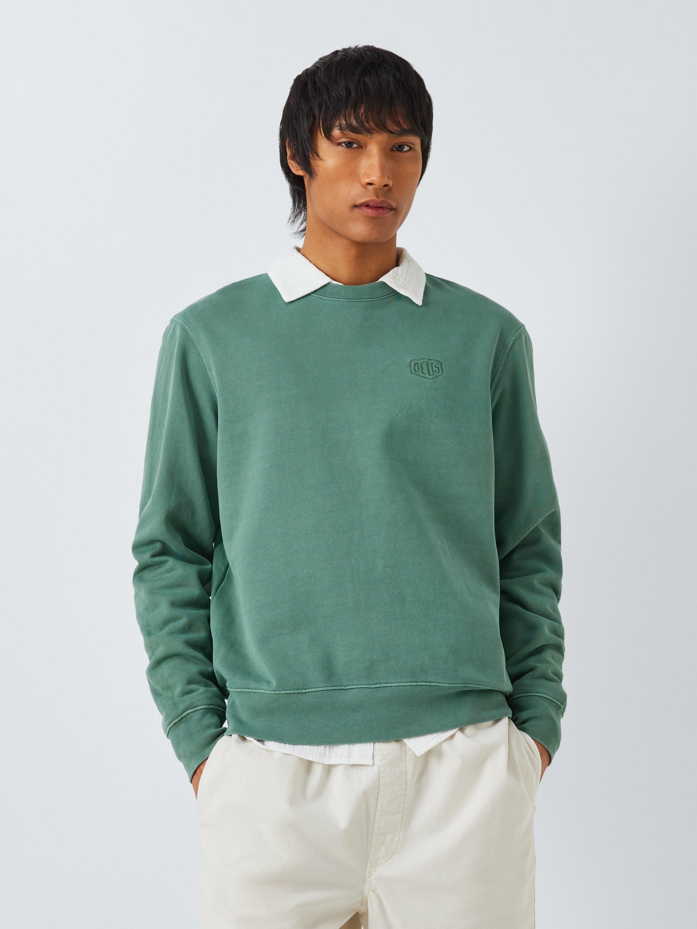 Product image 2 of 6, which shows Deus ex Machina Shield Logo Crew Neck Top, Shale Green, M