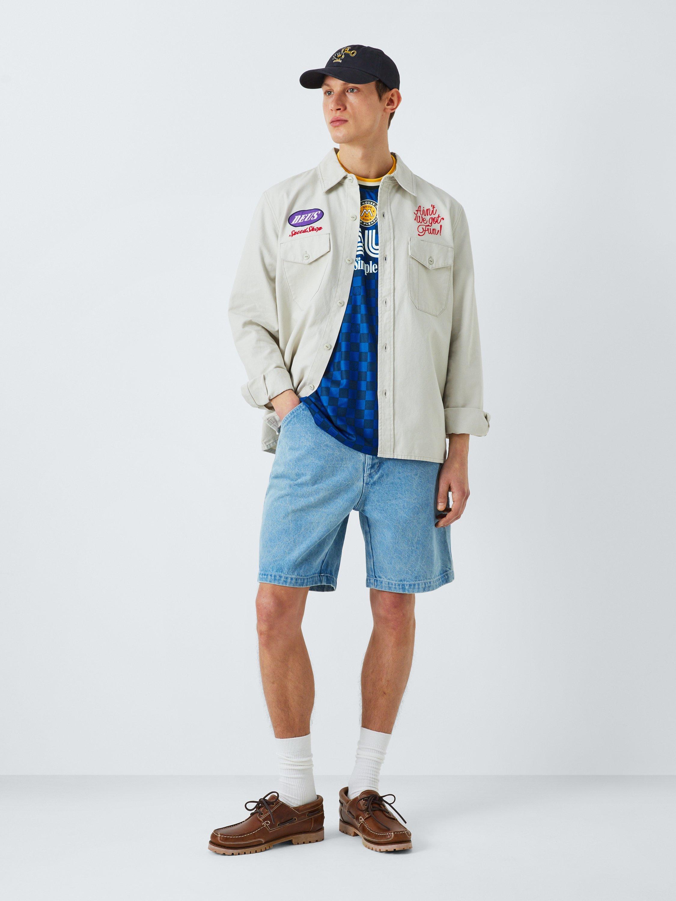 Product image 4 of 6, which shows Deus ex Machina Regular Fit Short Sleeve Moto Jersey Top, Lapis Blue, M
