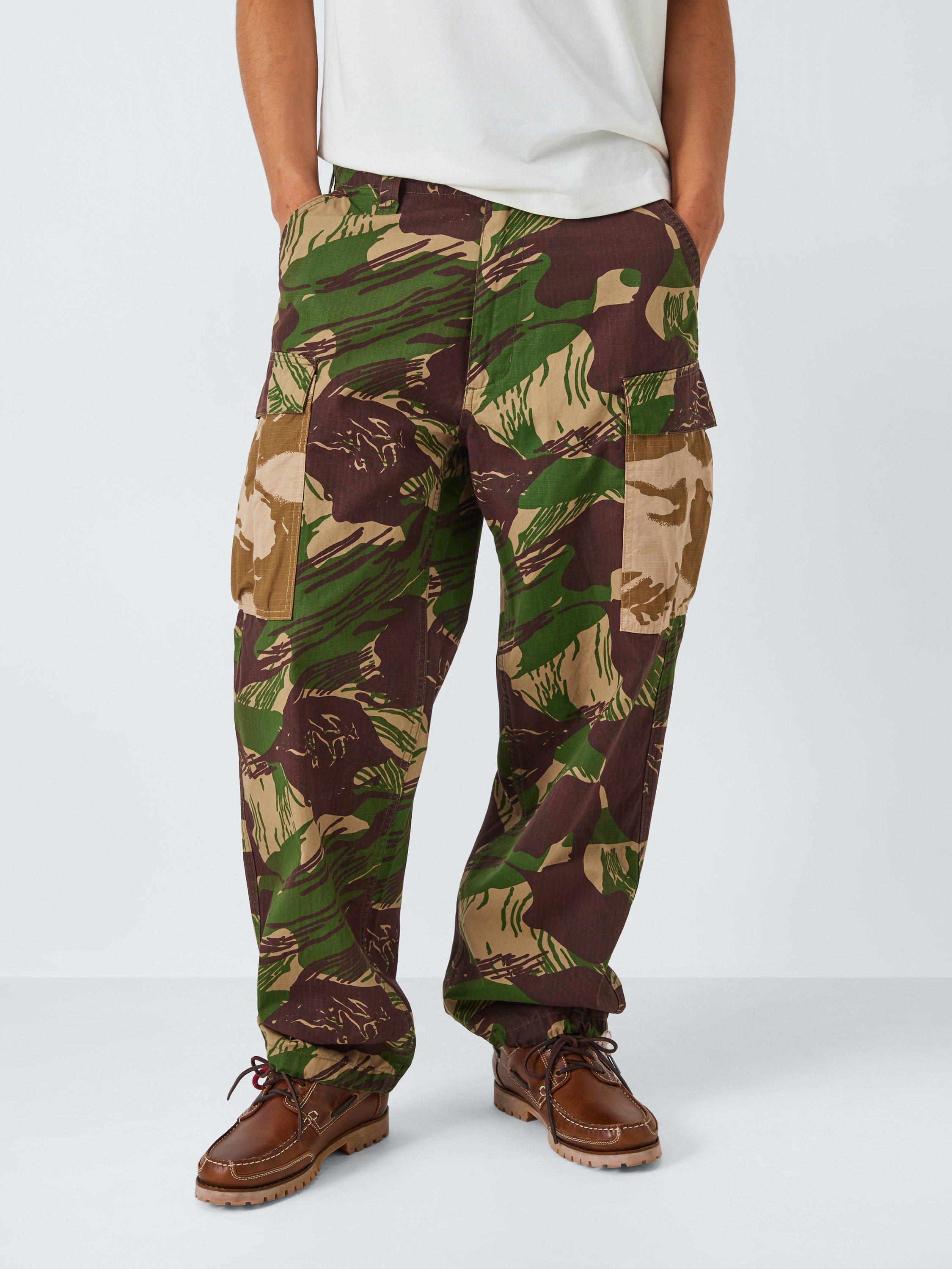 Product image 2 of 6, which shows Deus ex Machina Relaxed Fit Military Style Cargo Trousers, Earthly Delights, 32R