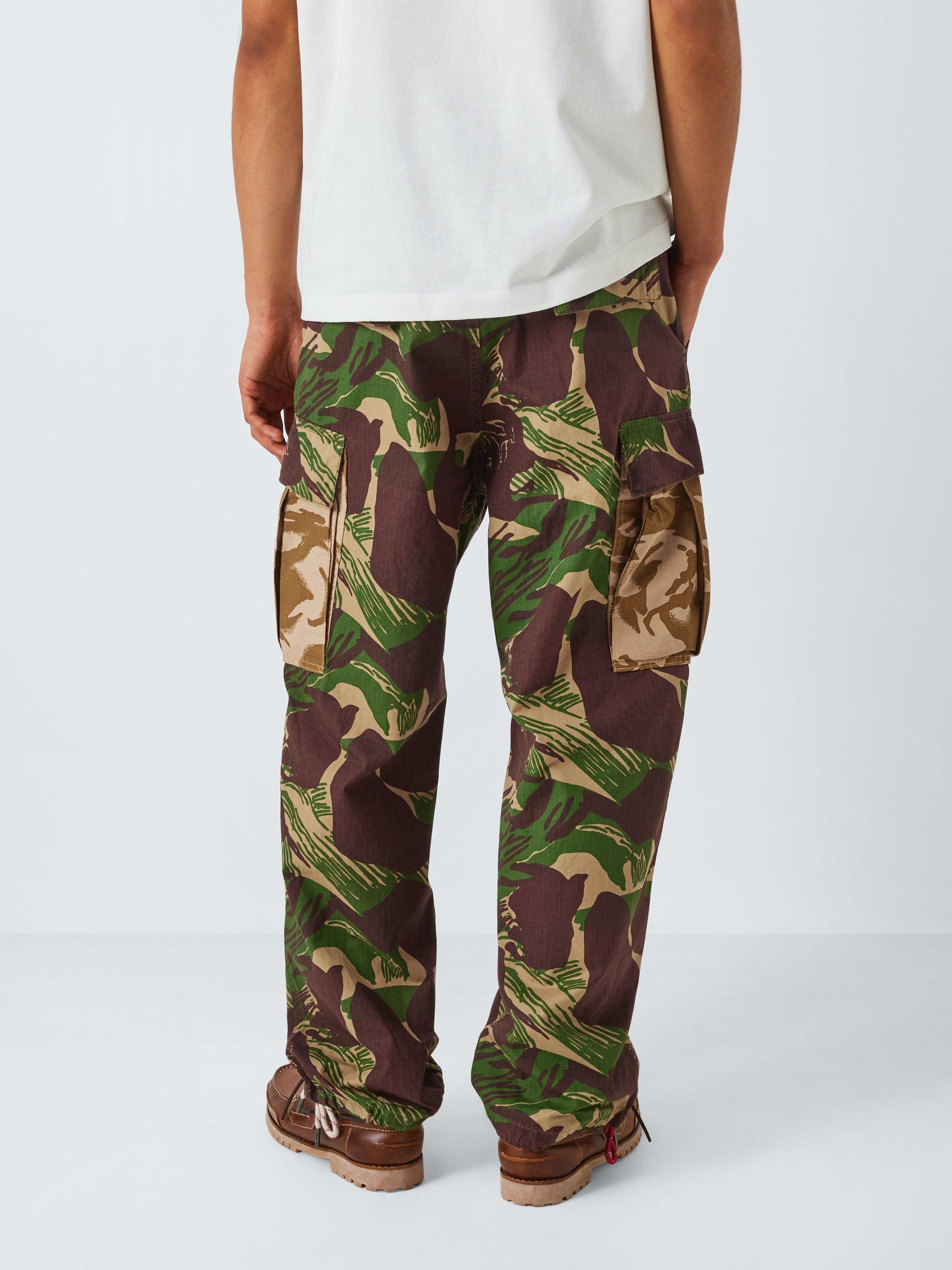 Product image 3 of 6, which shows Deus ex Machina Relaxed Fit Military Style Cargo Trousers, Earthly Delights, 32R
