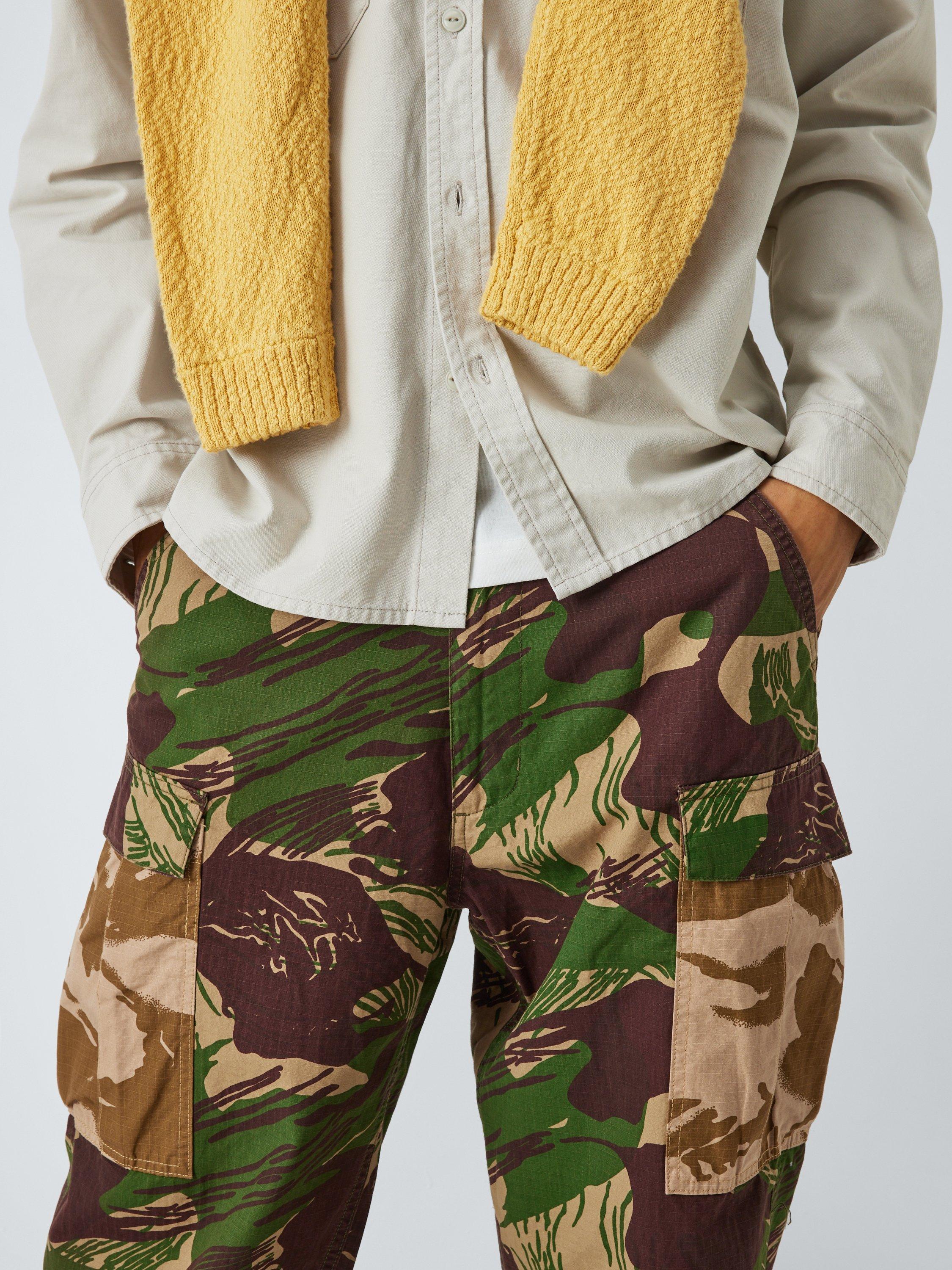 Product image 5 of 6, which shows Deus ex Machina Relaxed Fit Military Style Cargo Trousers, Earthly Delights, 32R