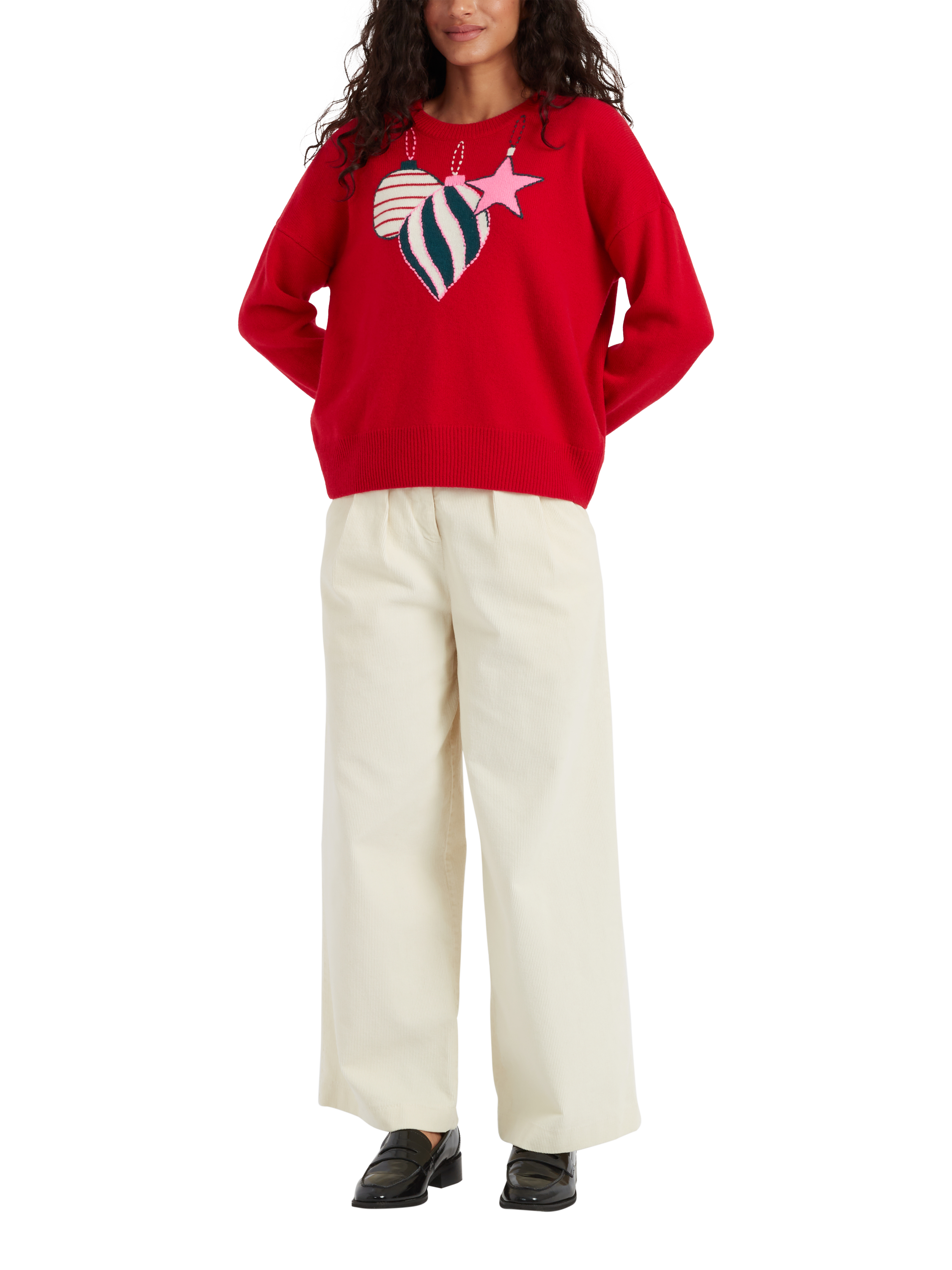 Chinti & Parker Wool Cashmere Bauble Jumper, Velvet Red/Multi