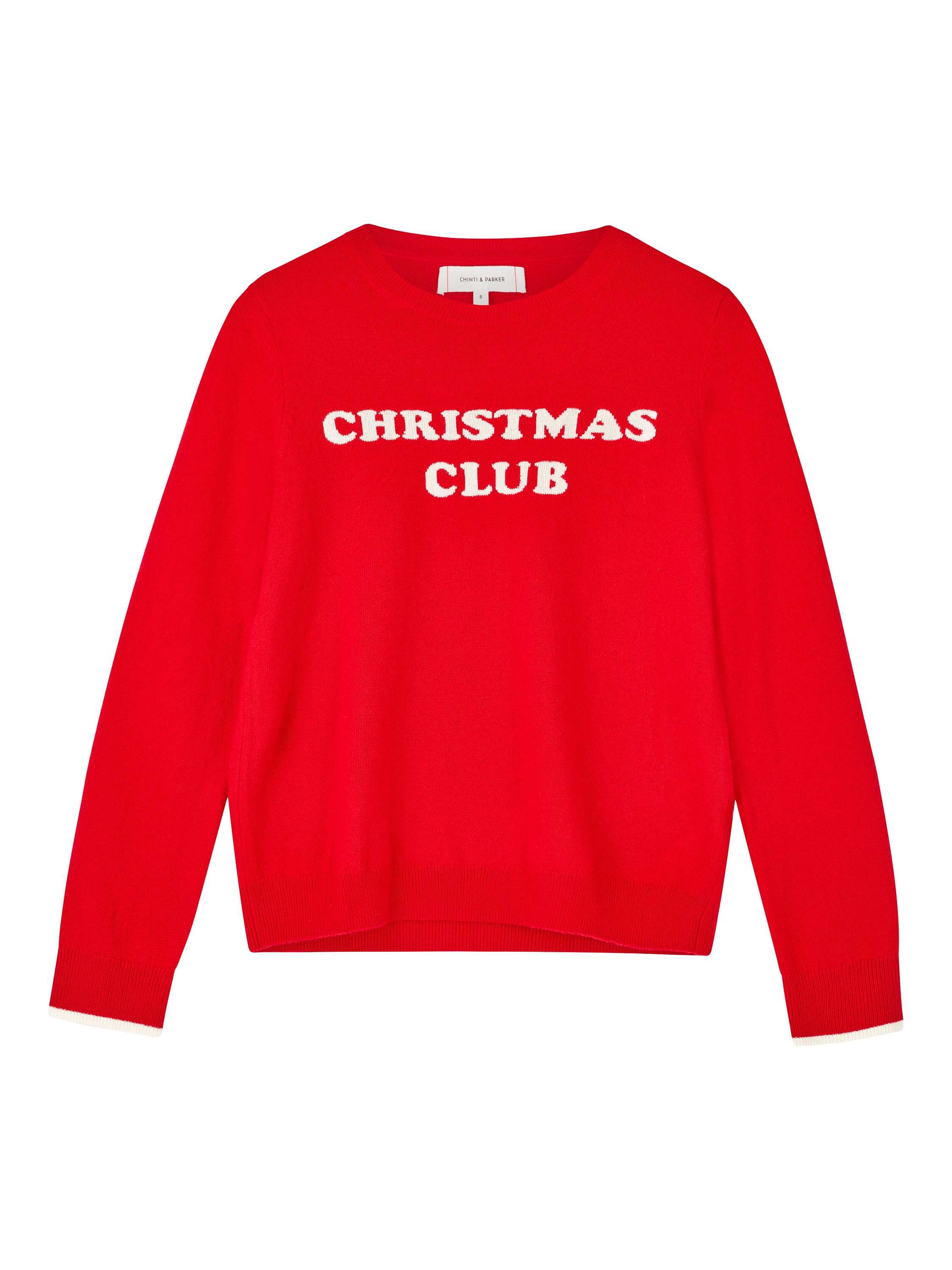 Chinti Parker Wool Cashmere Christmas Club Jumper Velvet Red