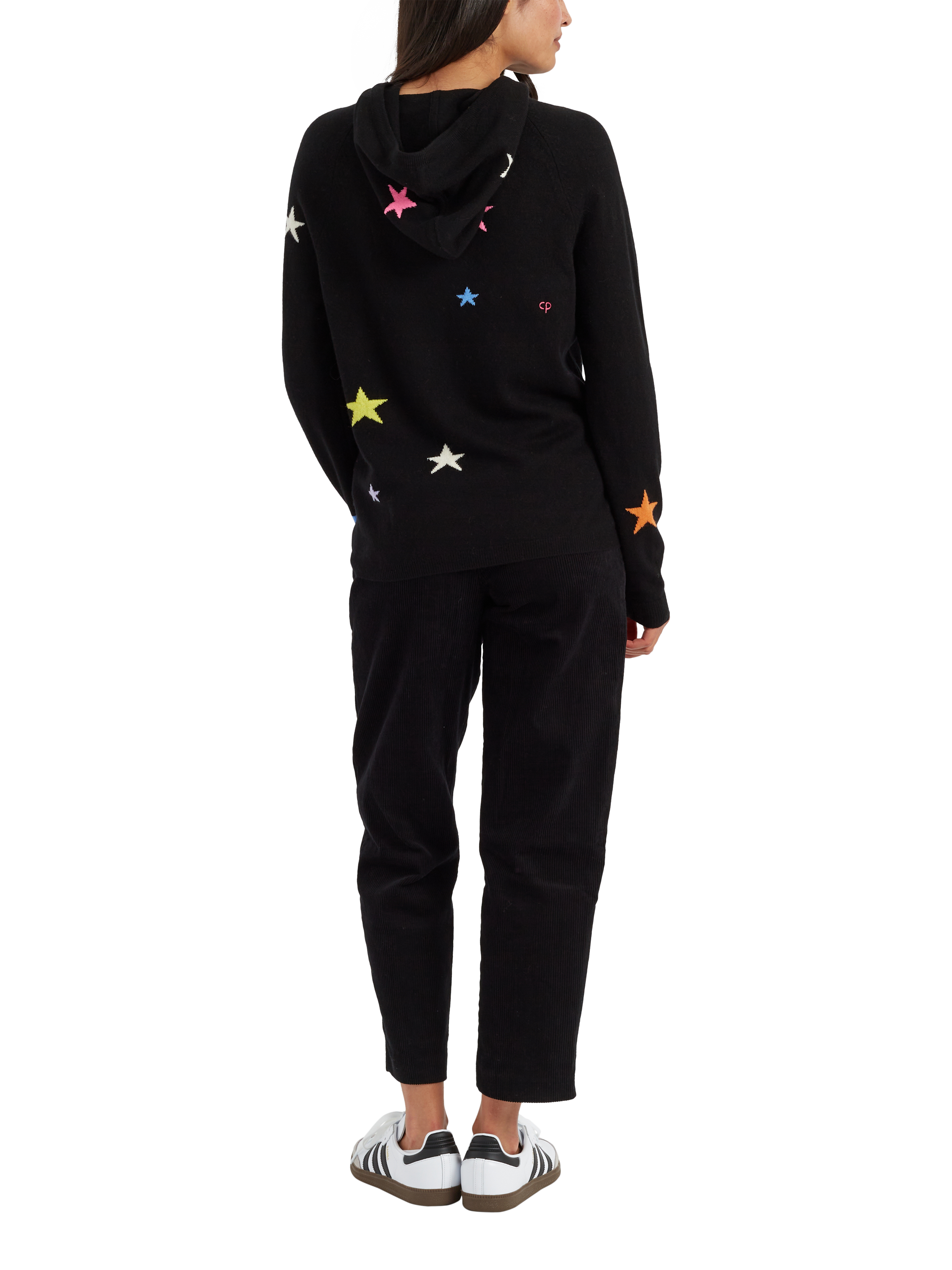 Product image 2 of 3, which shows Chinti & Parker Stars Wool Rich Hoodie, Black/Multi, XS