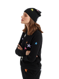 Chinti & Parker Wool Cashmere Star Beanie, Black/Multi