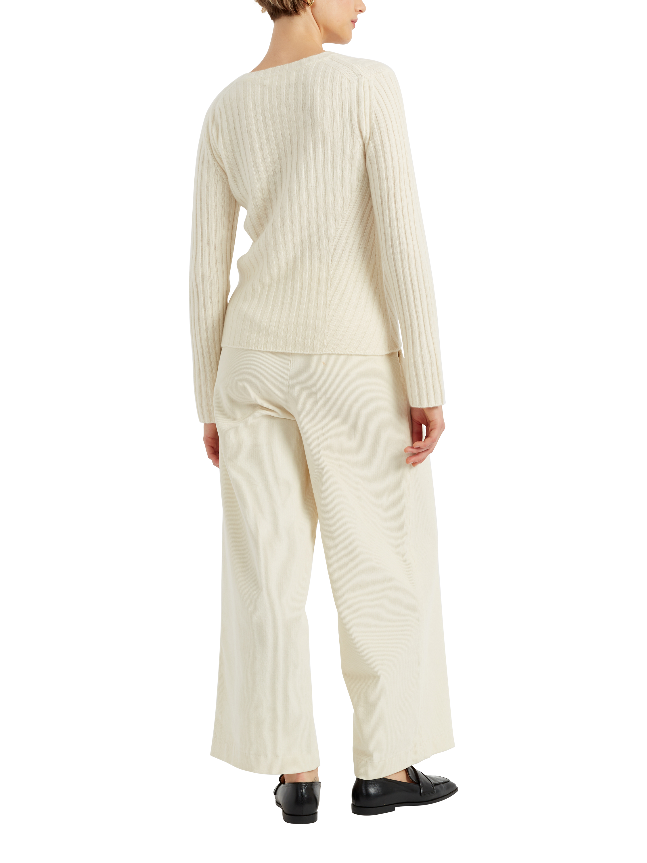 Product image 2 of 3, which shows Chinti & Parker Cashmere Slim Ribbed Jumper, Cream, XS