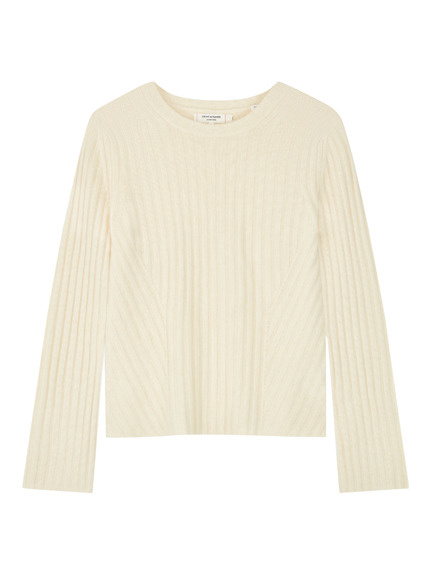 Product image 3 of 3, which shows Chinti & Parker Cashmere Slim Ribbed Jumper, Cream, XS