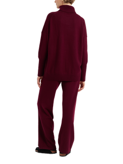 Chinti & Parker Relaxed Polo Pure Cashmere Jumper, Claret - view 2, Claret