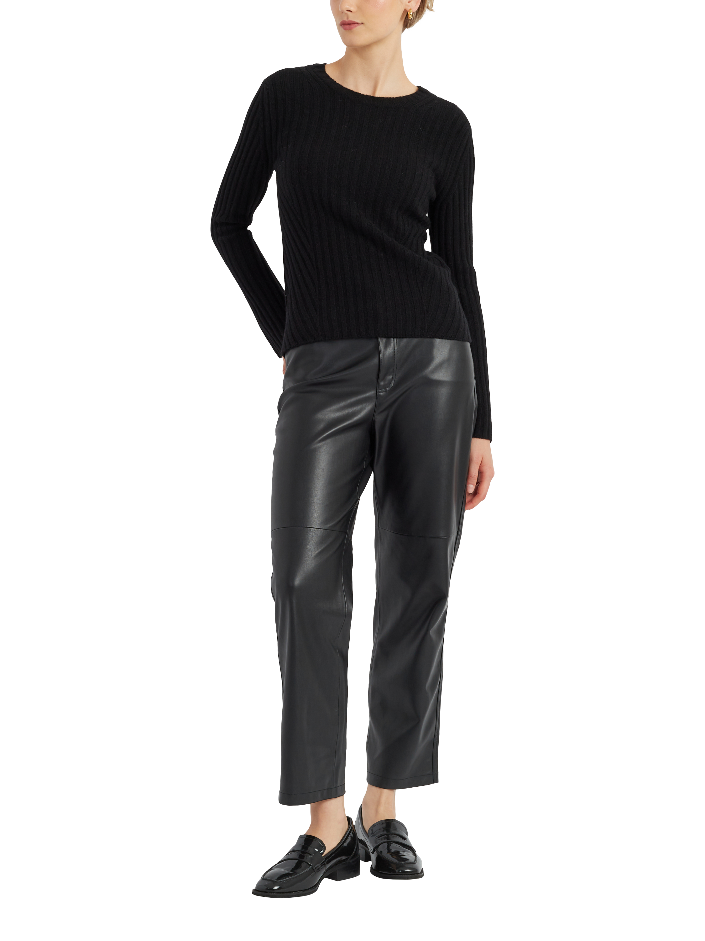 Product image 1 of 4, which shows Chinti & Parker Cashmere Slim Ribbed Jumper, Black, XS