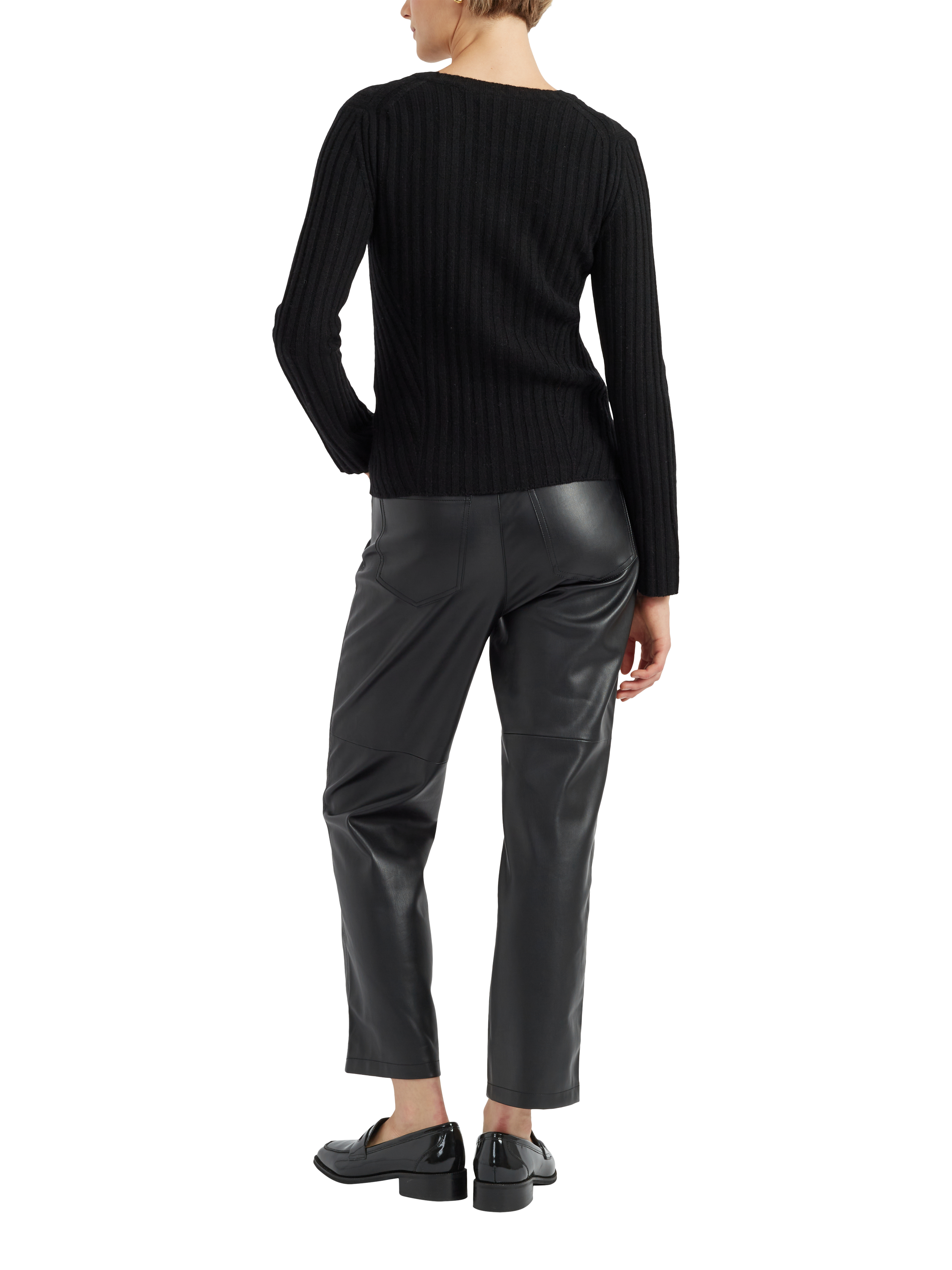 Product image 2 of 4, which shows Chinti & Parker Cashmere Slim Ribbed Jumper, Black, XS