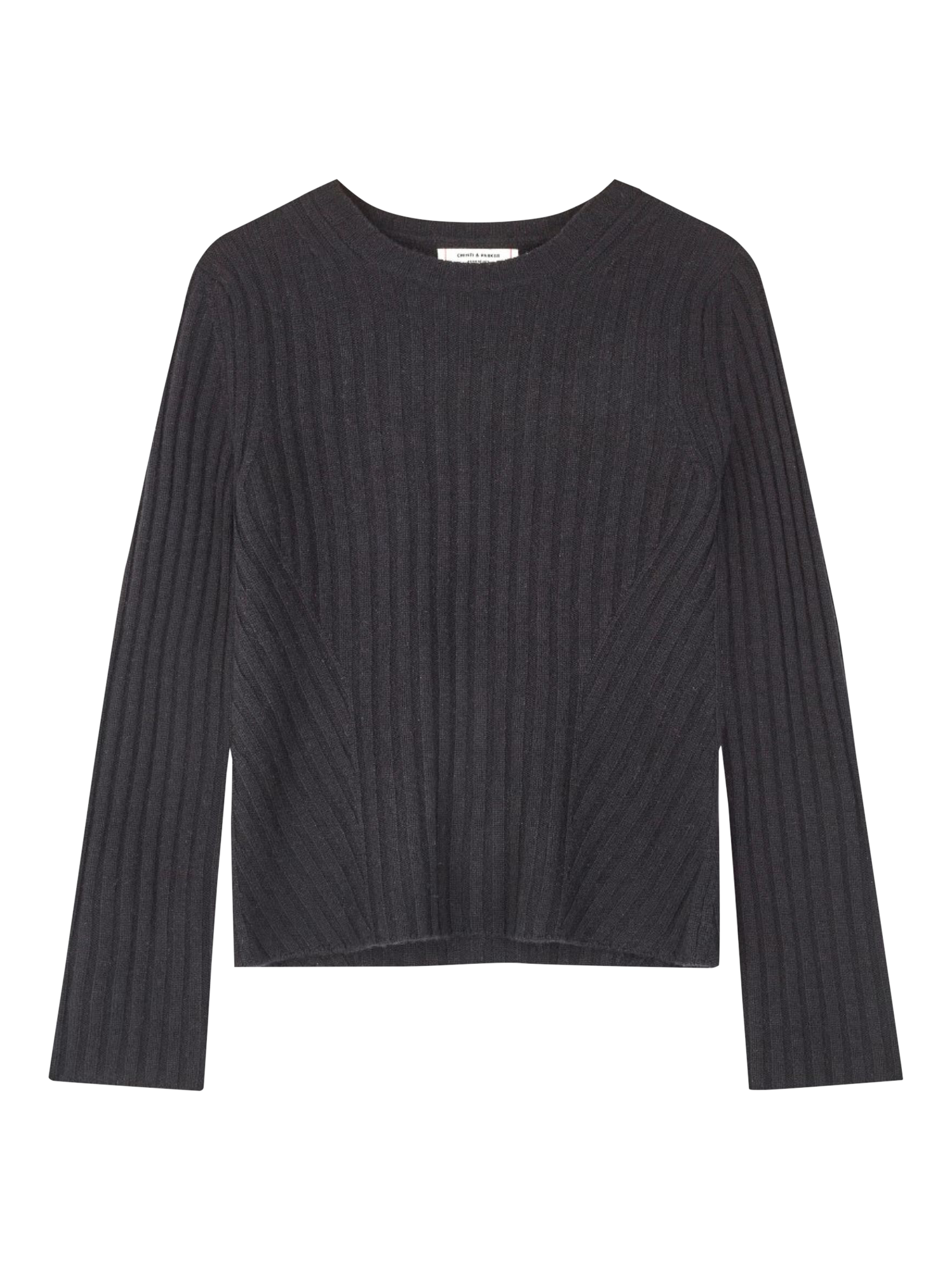 Product image 3 of 4, which shows Chinti & Parker Cashmere Slim Ribbed Jumper, Black, XS