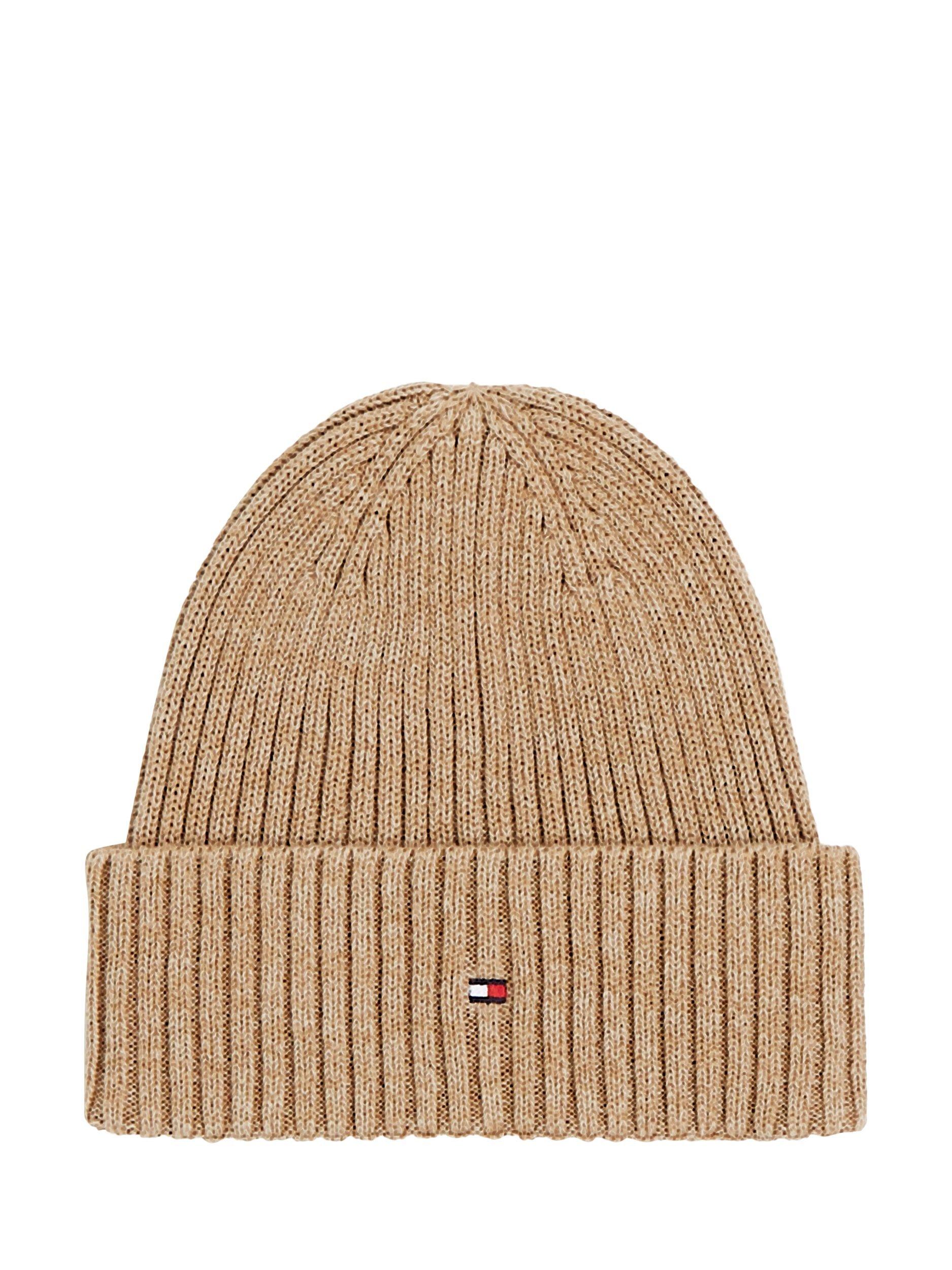 Product image 1 of 3, which shows Tommy Hilfiger Cotton & Cashmere Beanie, Safari Canvas, One Size