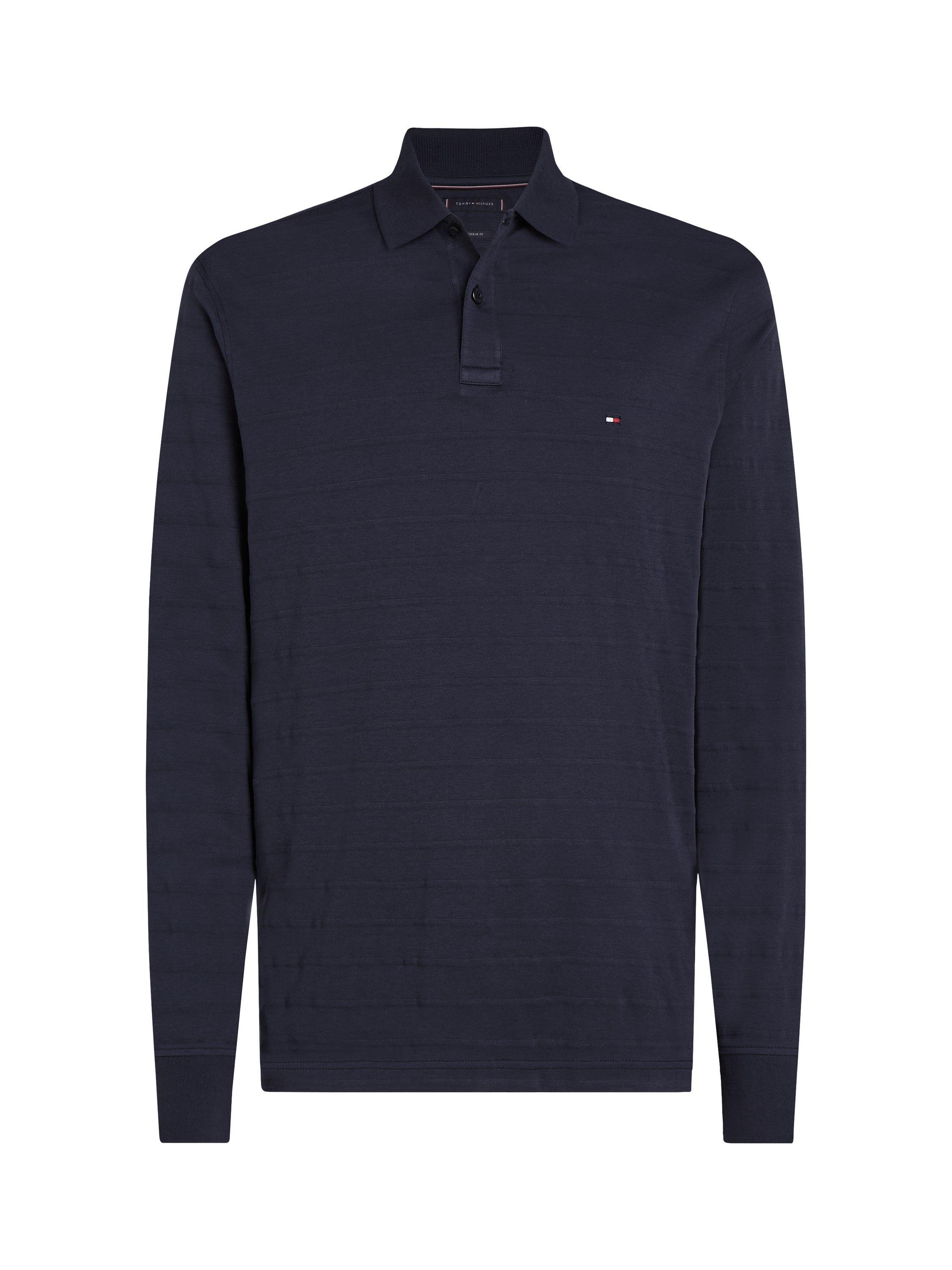 Product image 4 of 6, which shows Tommy Hilfiger Jacquard Stripe Long sleeve Polo Shirt, Navy, L
