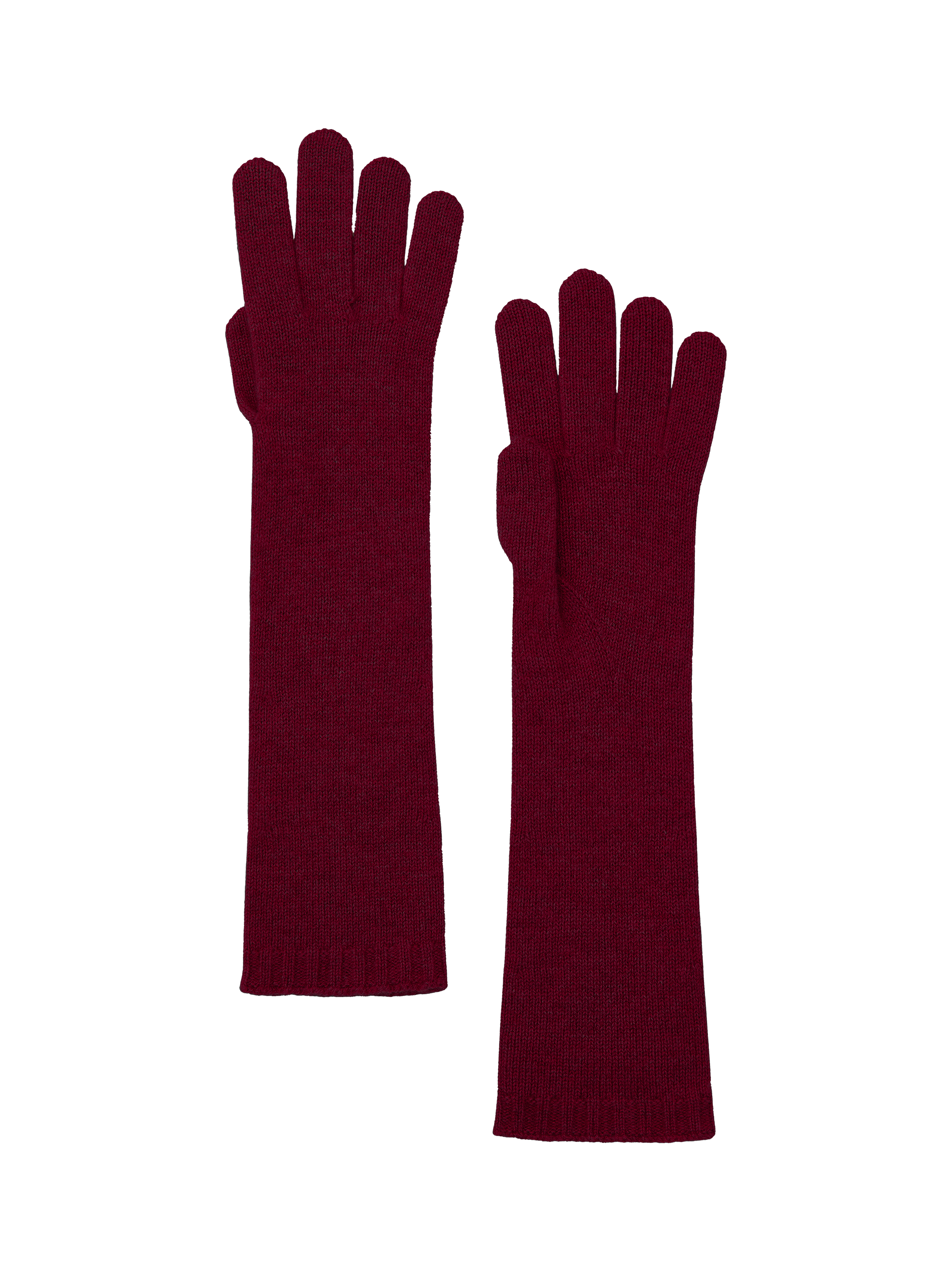 Chinti & Parker Cashmere Long Gloves, Claret, One Size