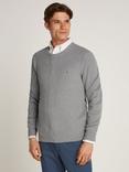 Tommy Hilfiger Herringbone Cotton Jumper, Medium Grey Heather