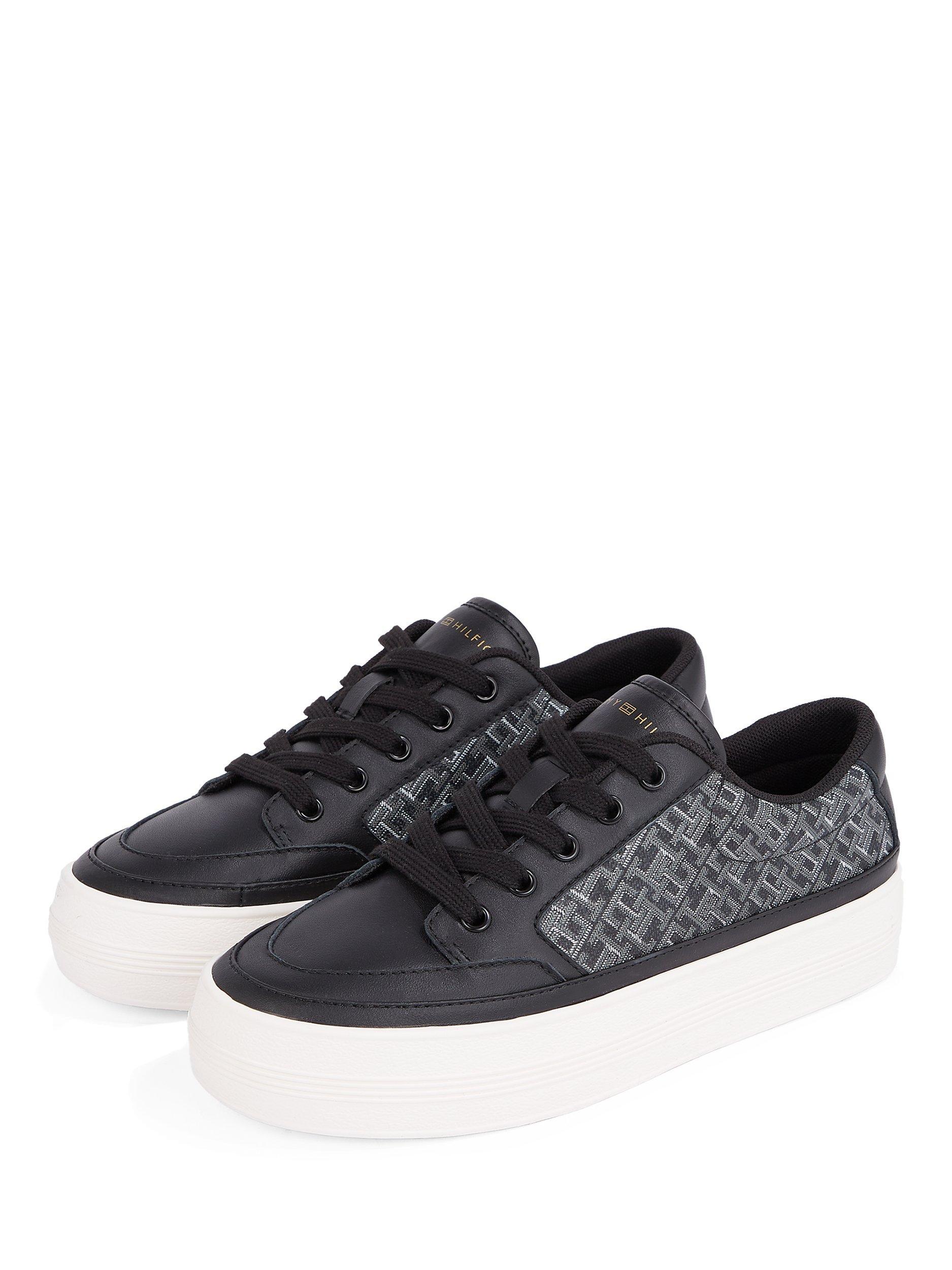 Product image 2 of 5, which shows Tommy Hilfiger Leather Lace Up Trainers, Black, EU39